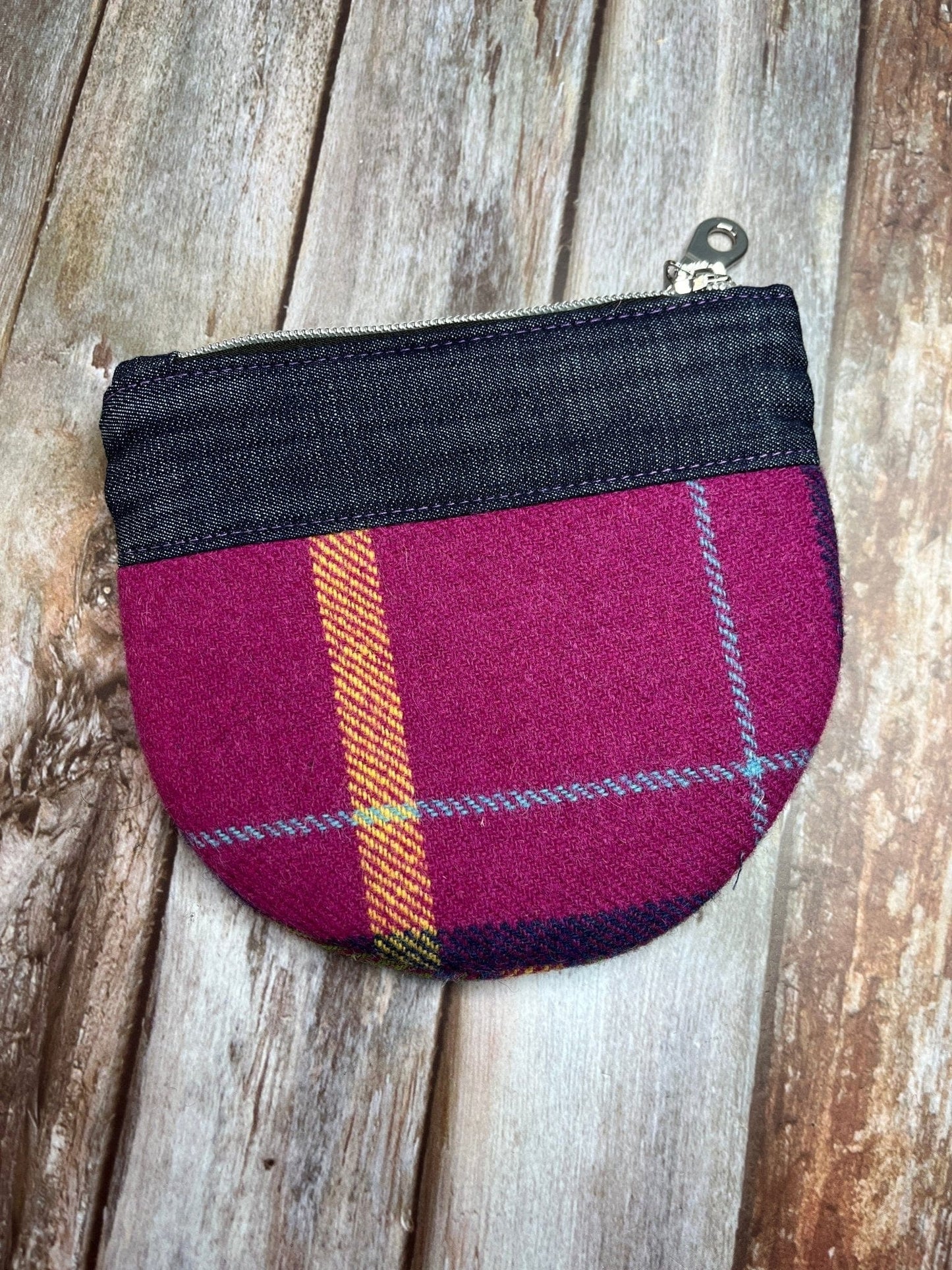 Shetland Summer Heather Tweed Round Wing Zip Purse