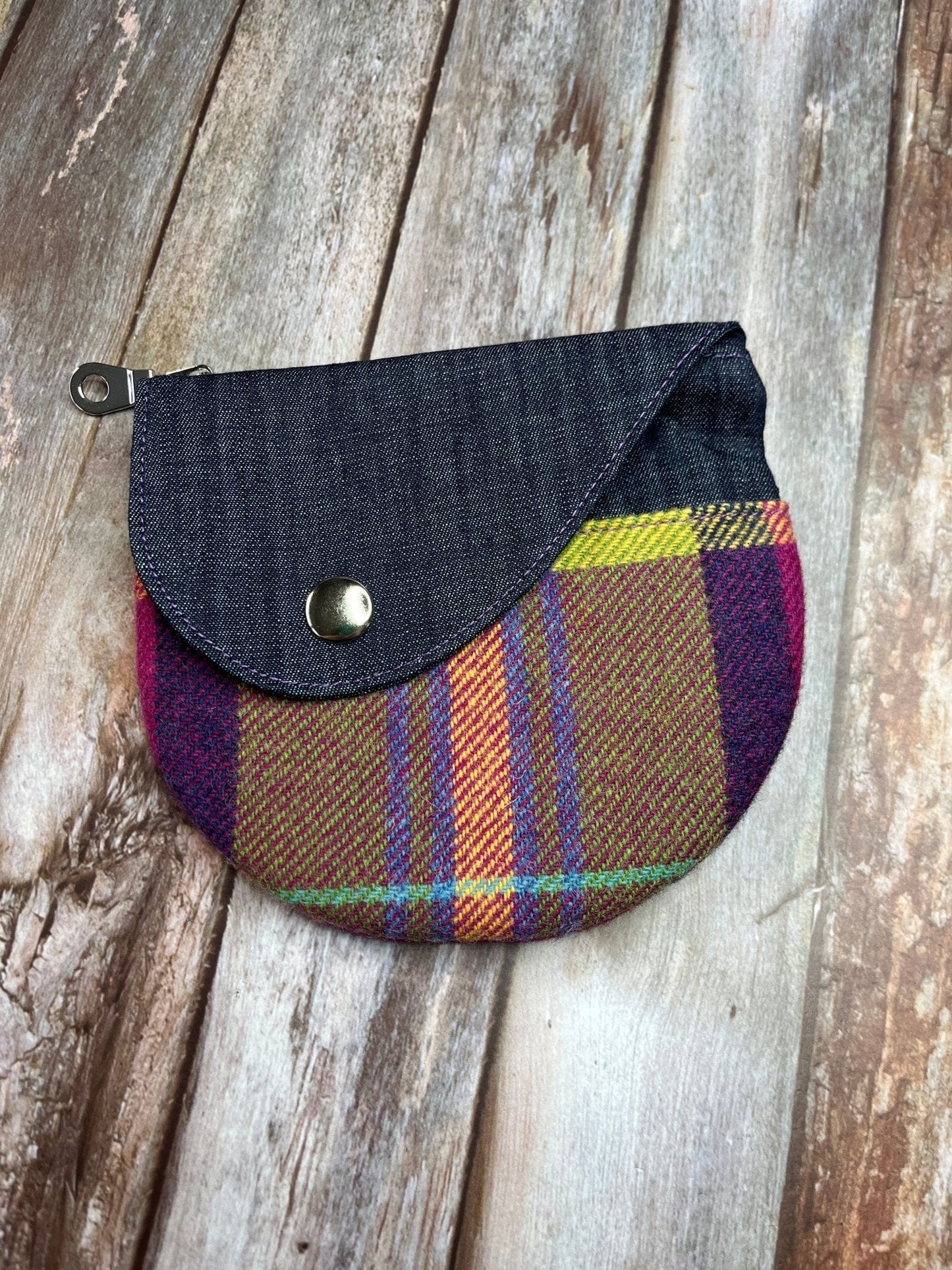 Shetland Summer Heather Tweed Round Wing Zip Purse