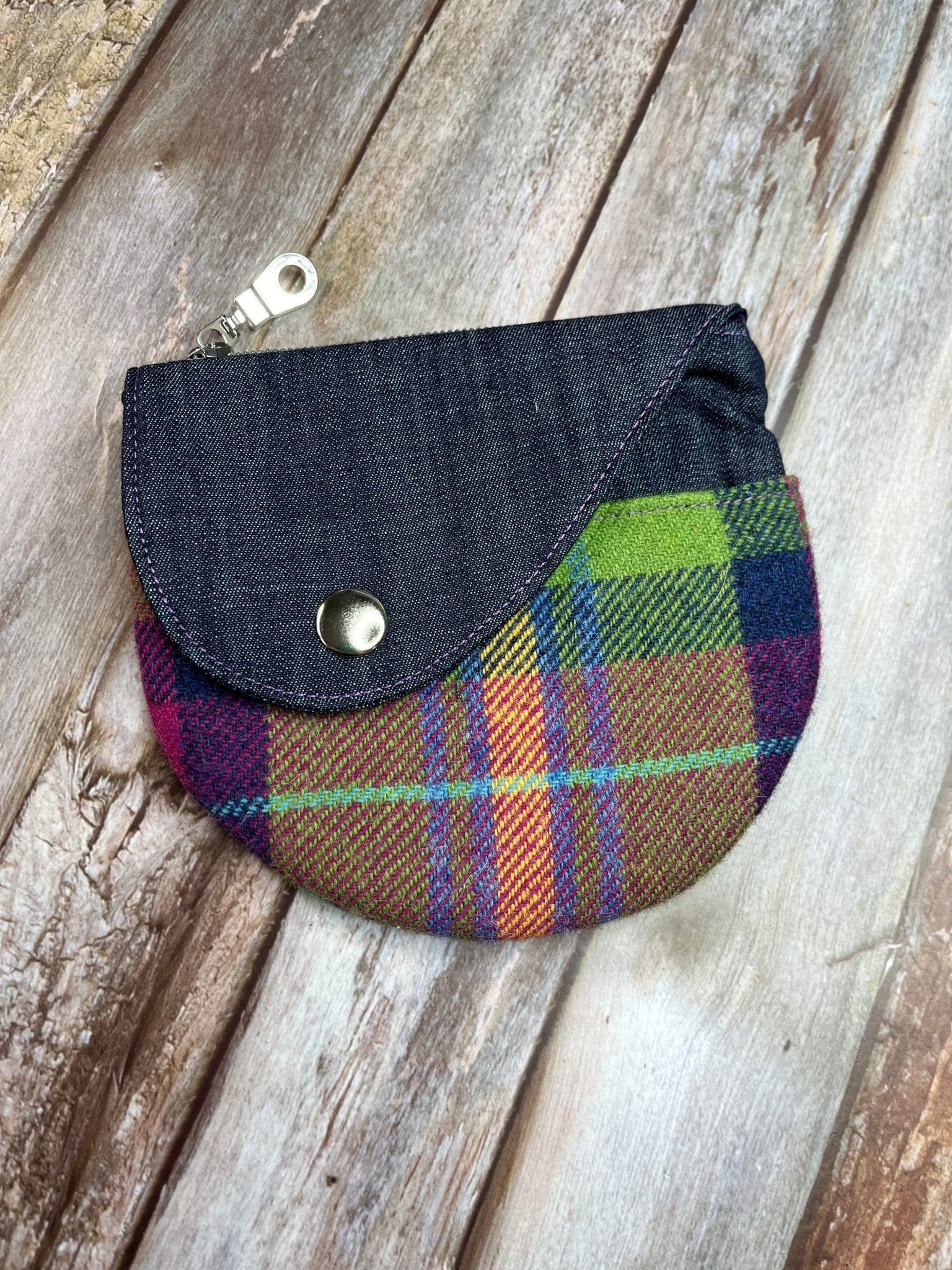 Shetland Summer Heather Tweed Round Wing Zip Purse