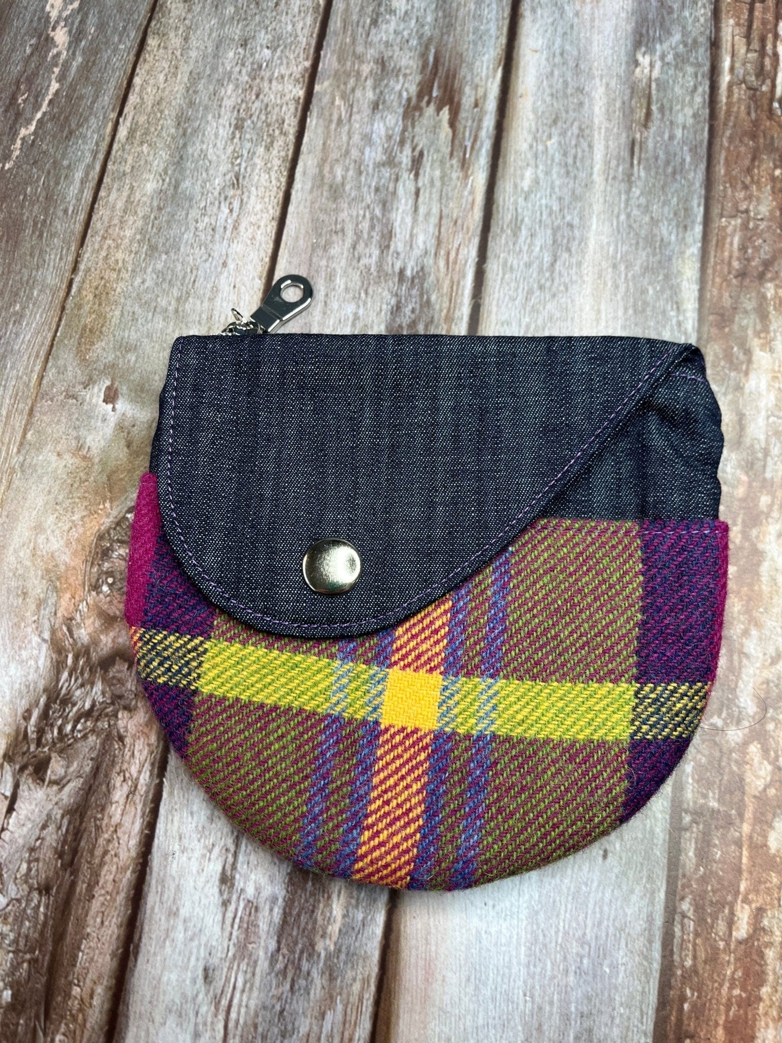 Shetland Summer Heather Tweed Round Wing Zip Purse