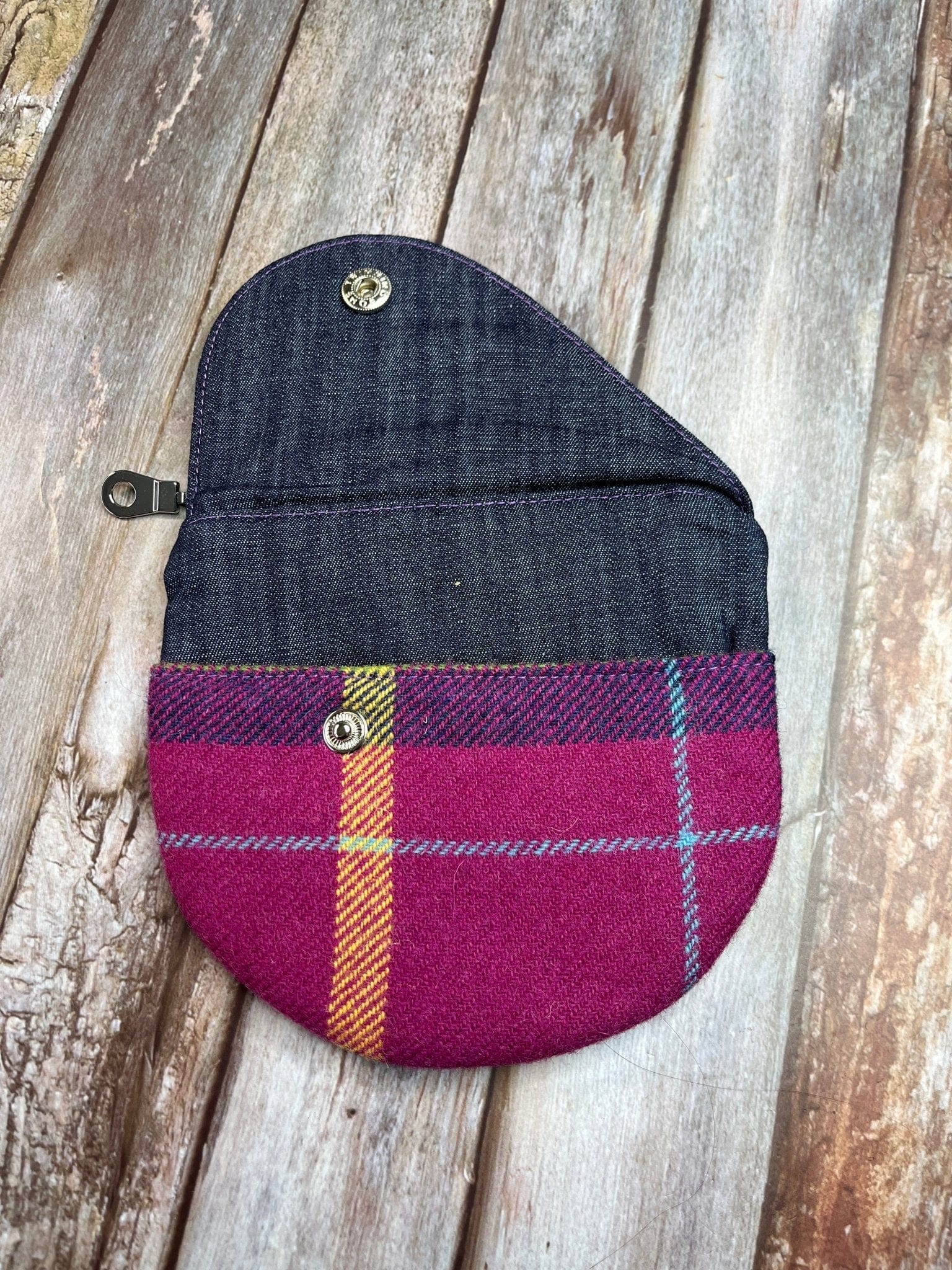 Shetland Summer Heather Tweed Round Wing Zip Purse