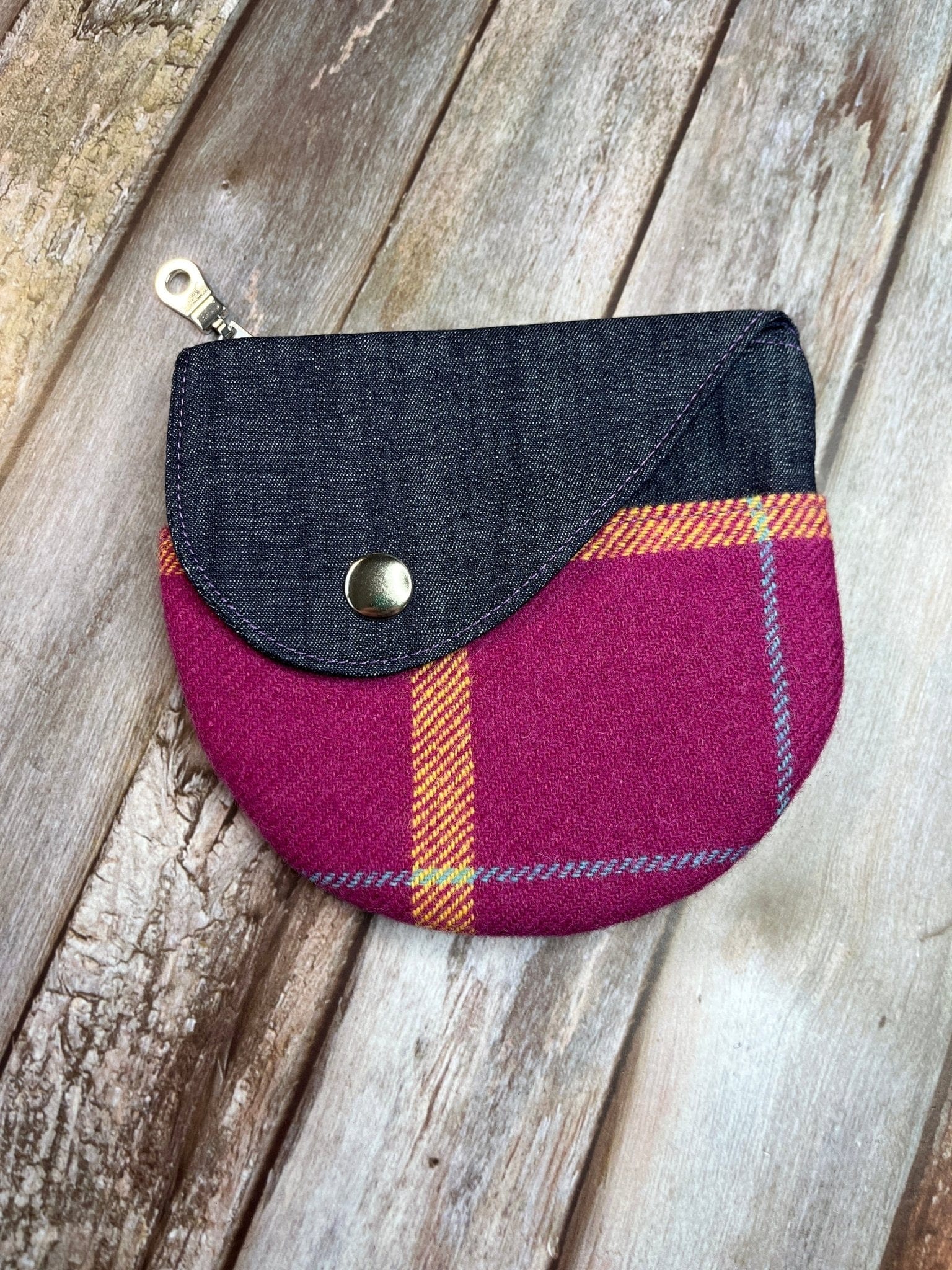 Shetland Summer Heather Tweed Round Wing Zip Purse