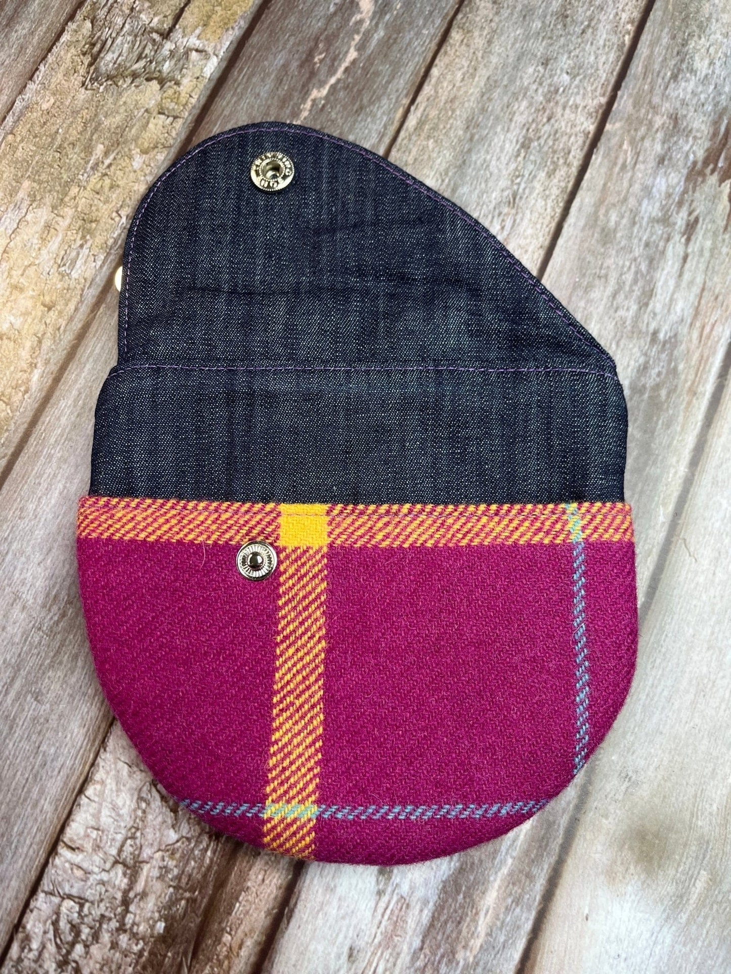 Shetland Summer Heather Tweed Round Wing Zip Purse