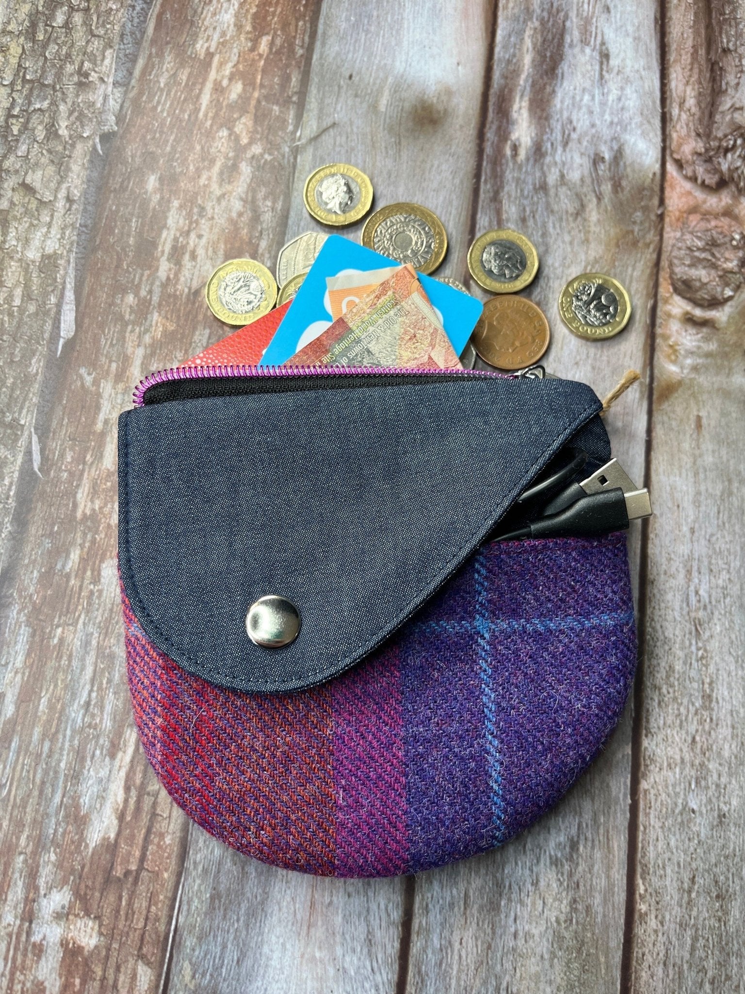 Shetland Sunset Tweed Round Wing Zip Purse - Uphouse Crafts