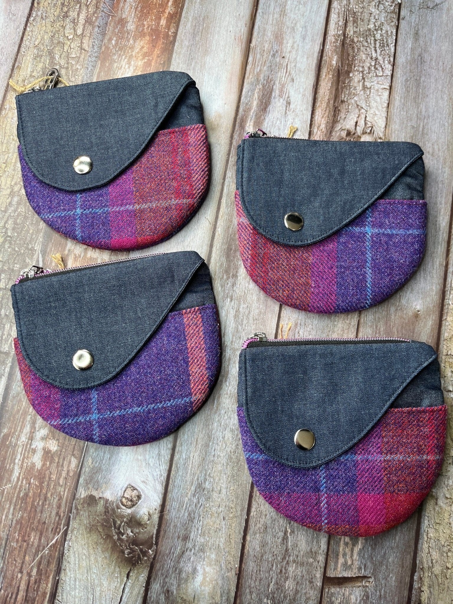 Shetland Sunset Tweed Round Wing Zip Purse