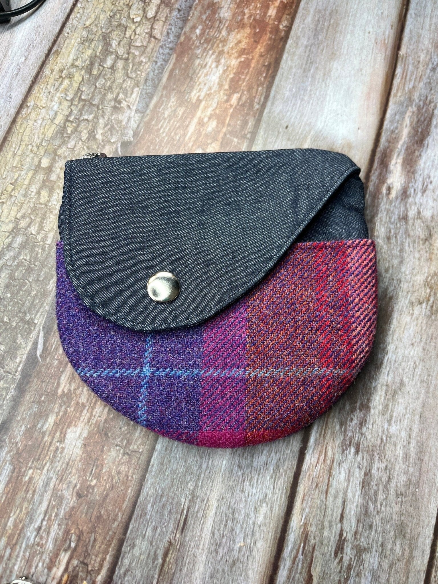 Shetland Sunset Tweed Round Wing Zip Purse