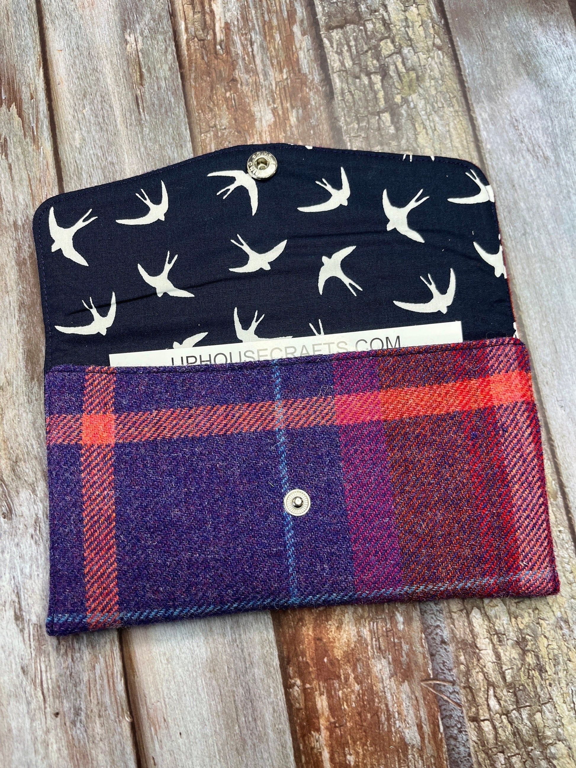 Shetland Sunset Tweed Slim Purse | Patchwork Purse | Phone Clutch Wallet - Uphouse Crafts