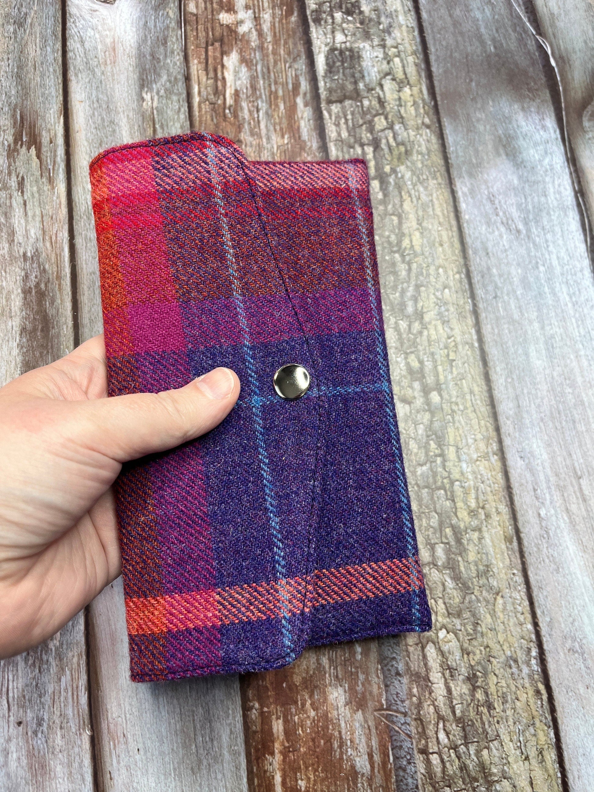 Shetland Sunset Tweed Slim Purse | Patchwork Purse | Phone Clutch Wallet - Uphouse Crafts