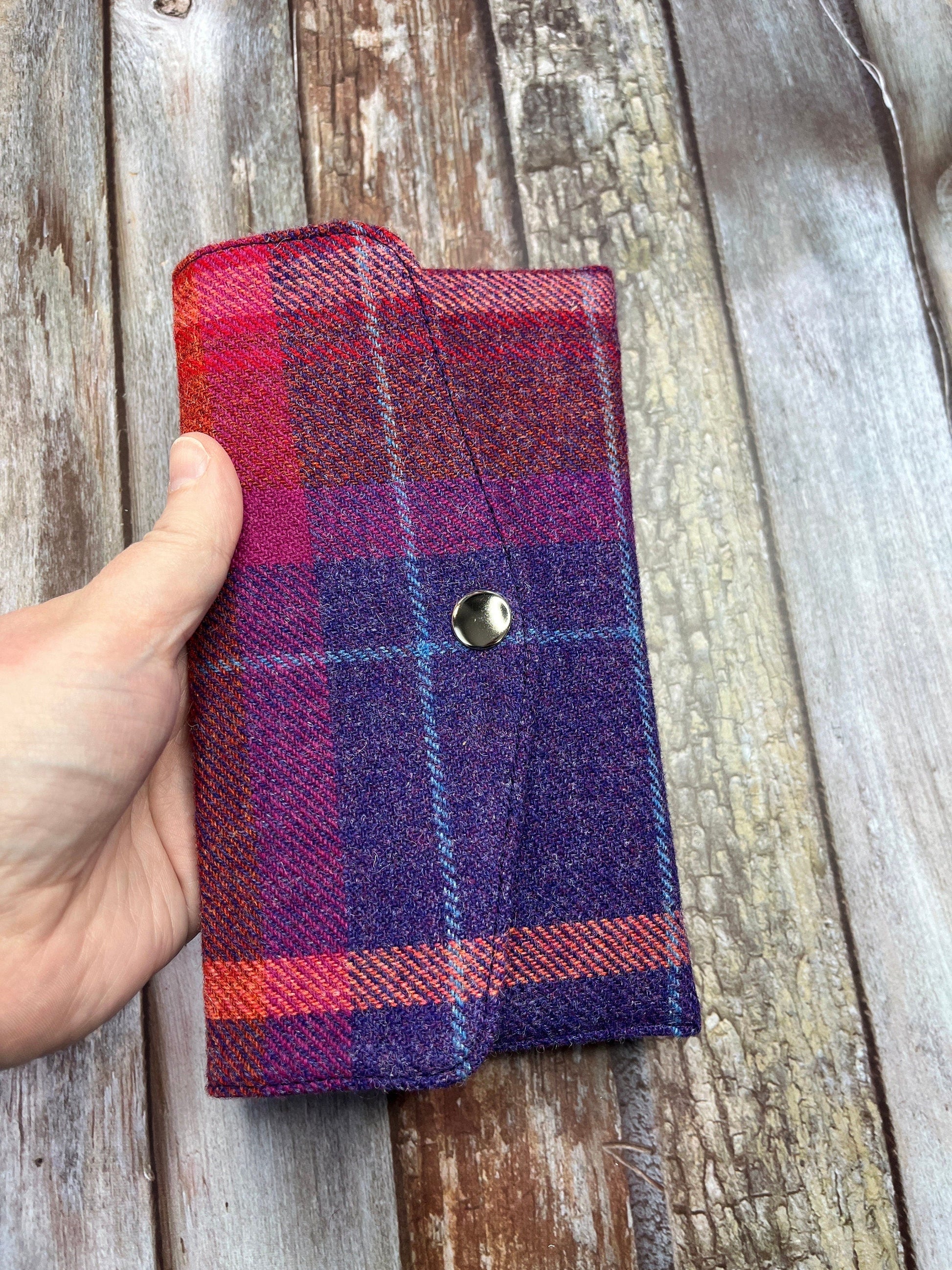 Shetland Sunset Tweed Slim Purse | Patchwork Purse | Phone Clutch Wallet - Uphouse Crafts