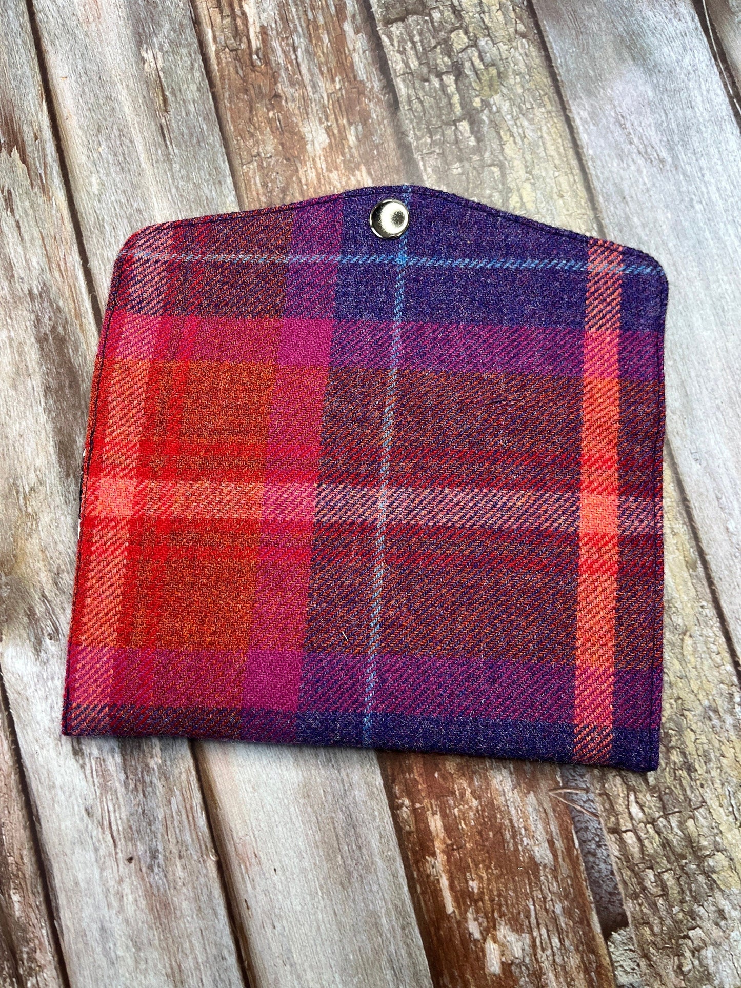 Shetland Sunset Tweed Slim Purse | Patchwork Purse | Phone Clutch Wallet - Uphouse Crafts