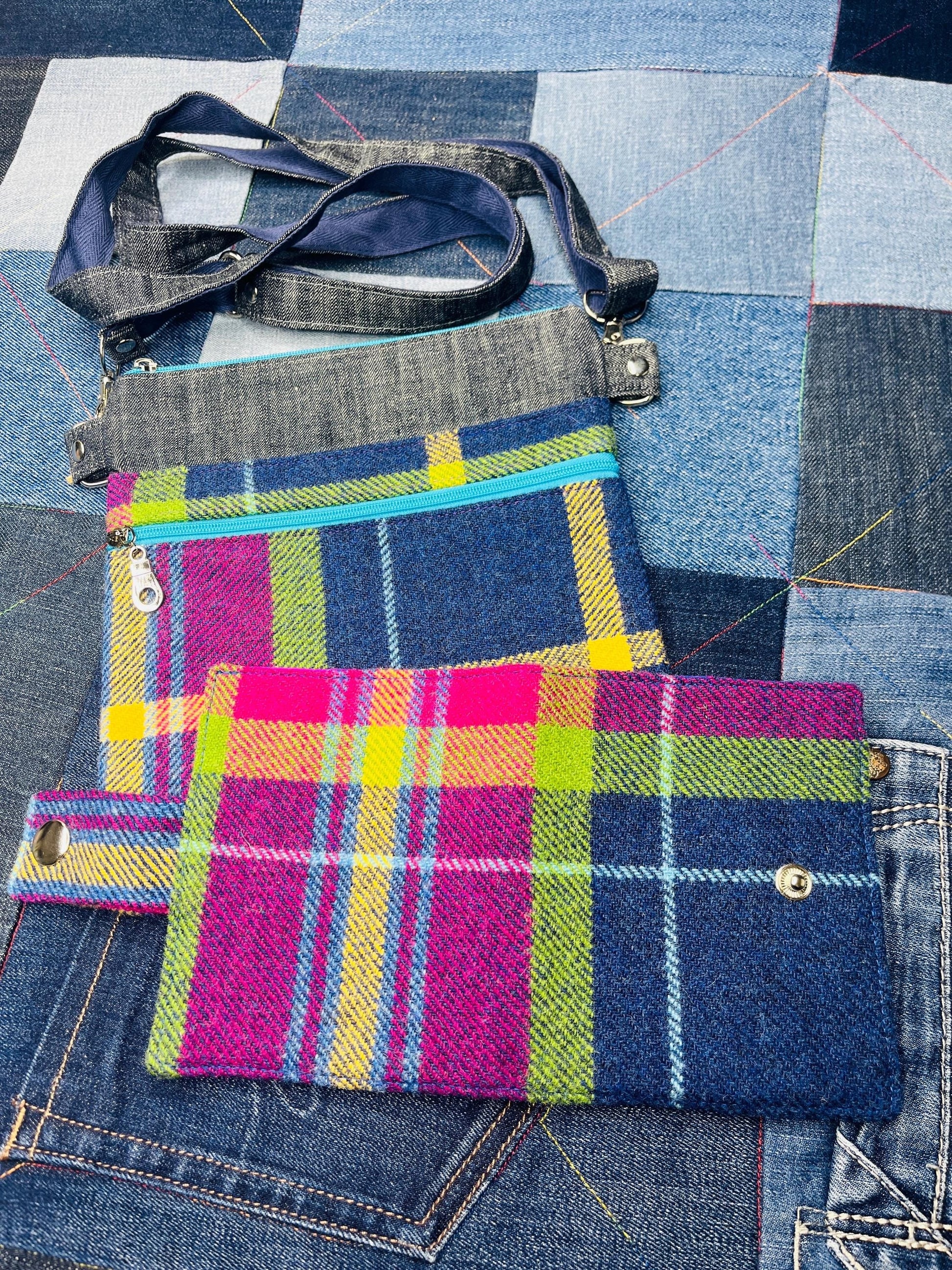 Shetland Winters Night Tweed Crossbody Bag and wallet - Uphouse Crafts