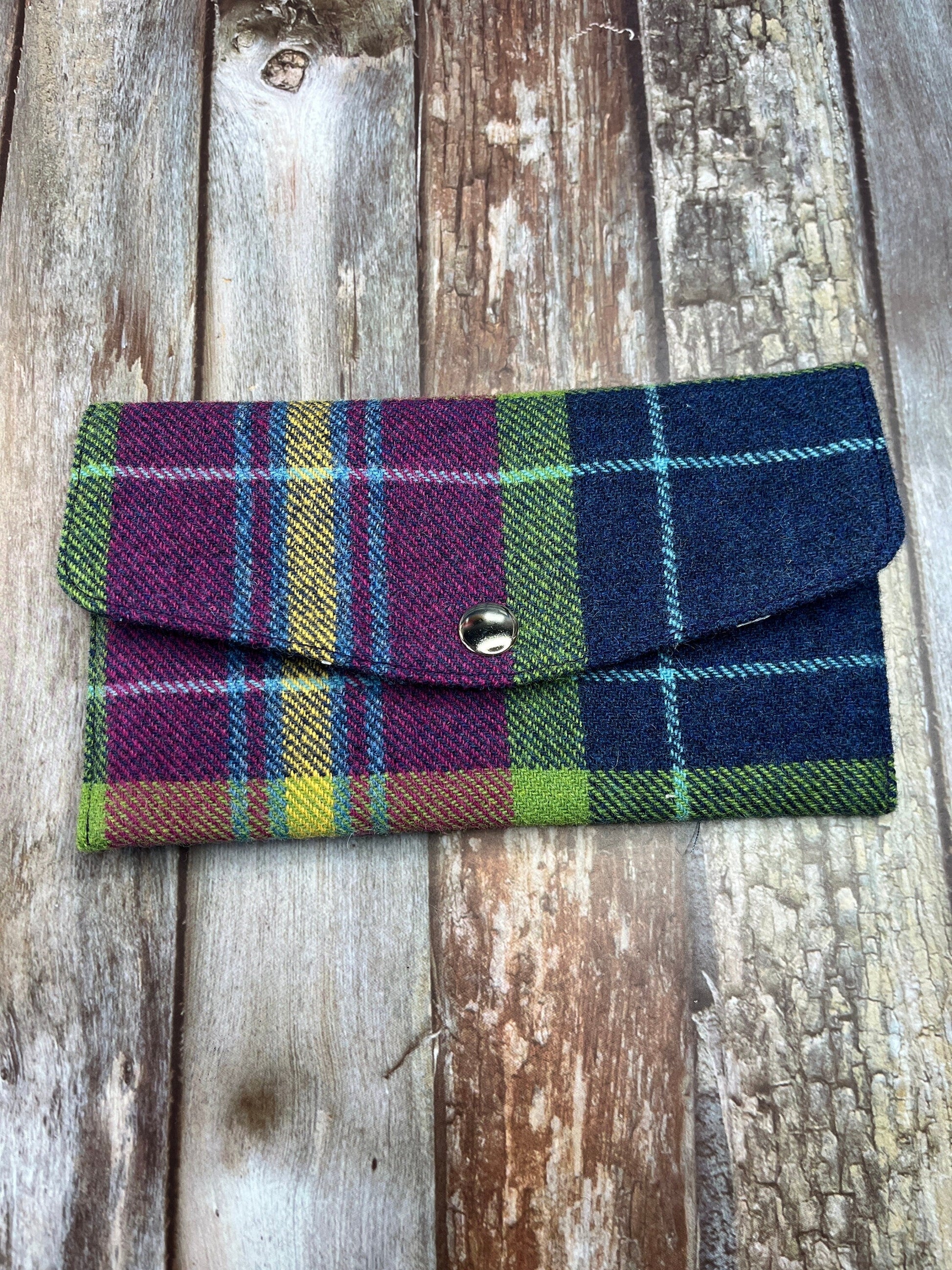 Shetland Winters Night Tweed Slim Purse | Patchwork Purse | Phone Clutch Wallet - Uphouse Crafts