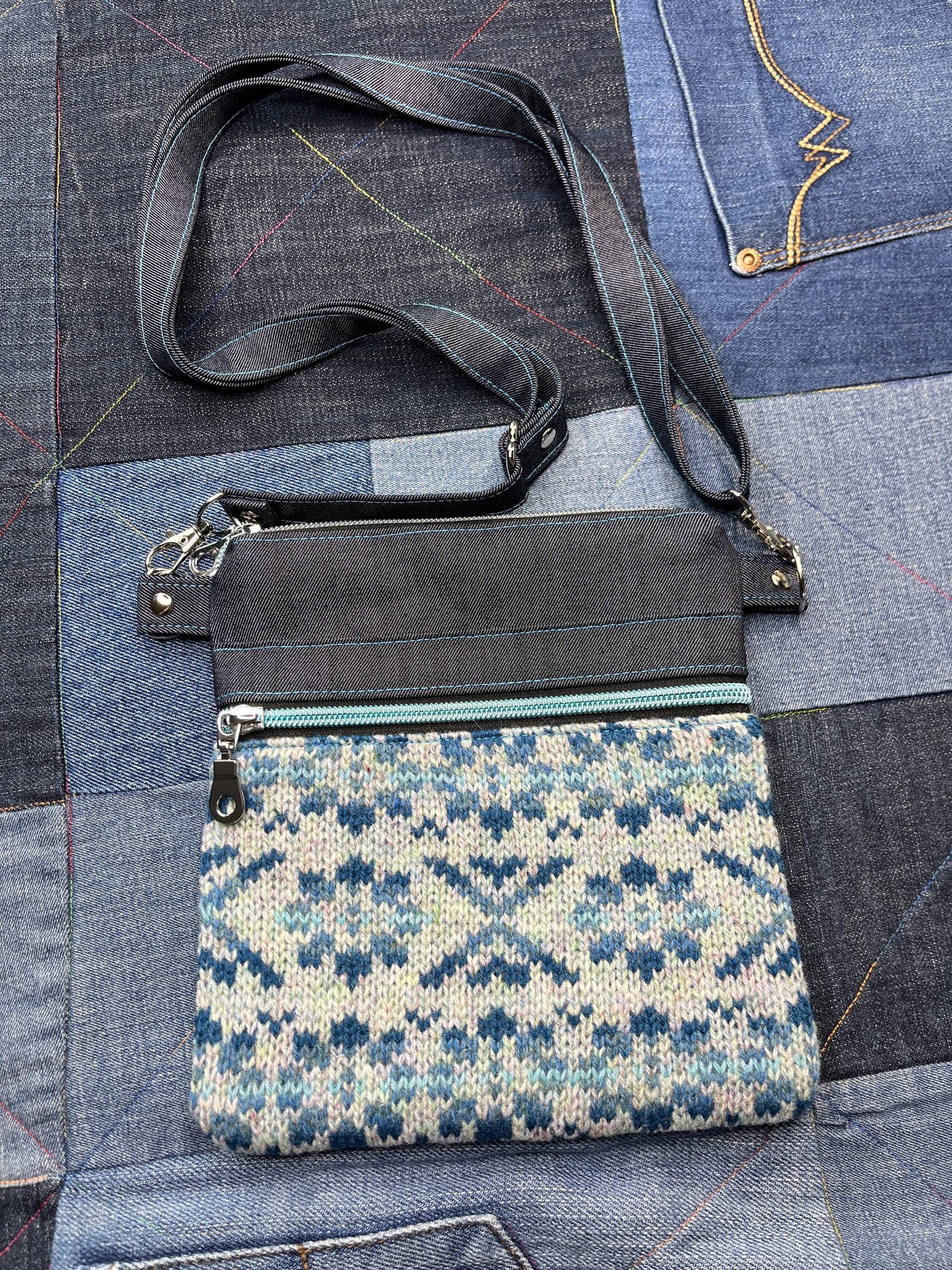 Shetland Wool Denim Crossbody Bag - Uphouse Crafts