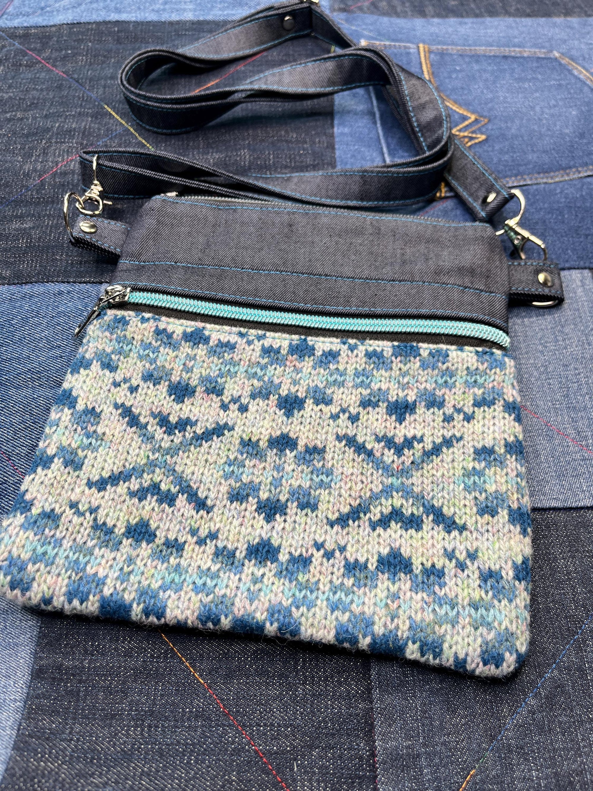 Shetland Wool Denim Crossbody Bag - Uphouse Crafts