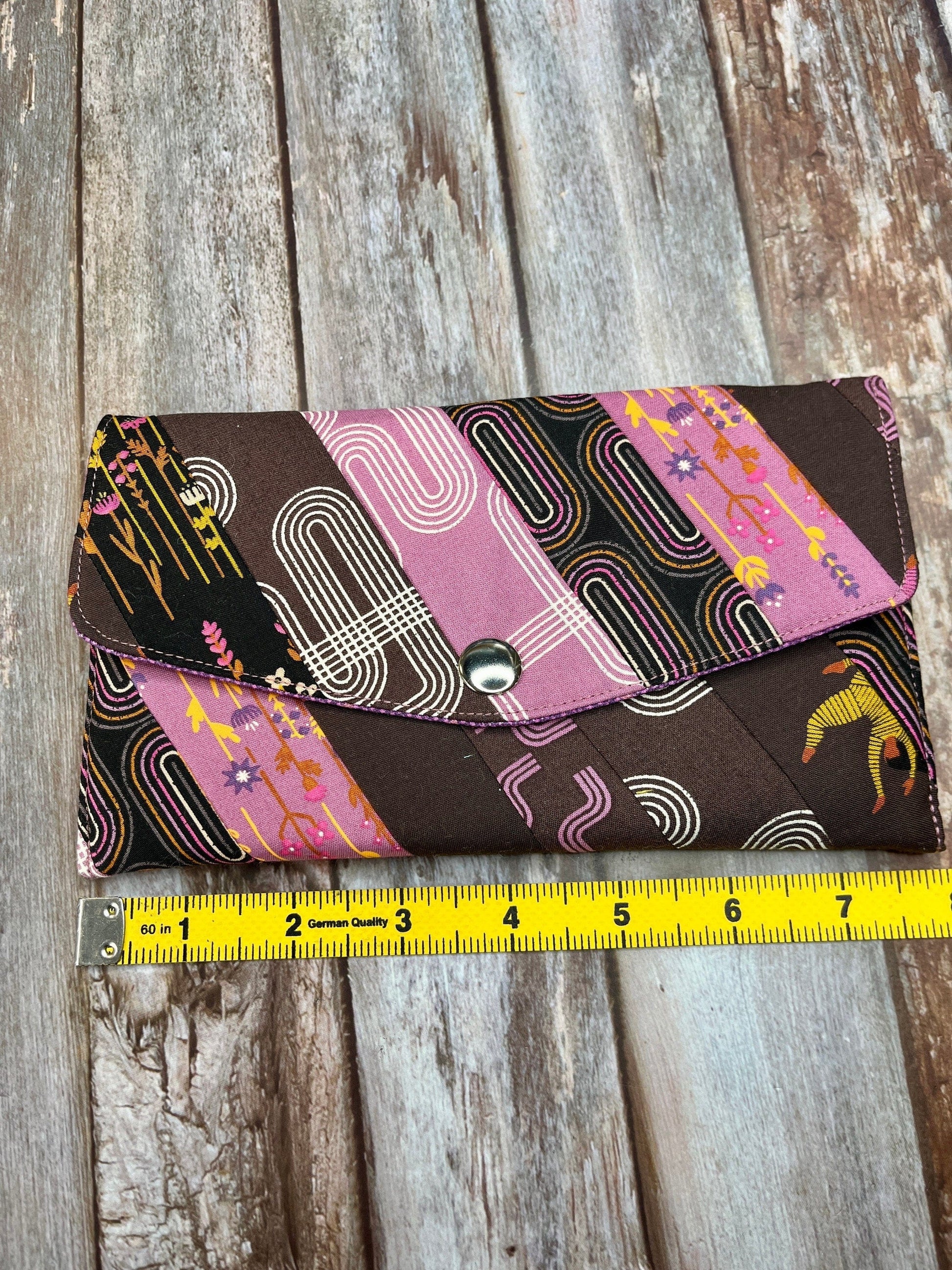 Slim Purse | Patchwork Purse | Brown Pink