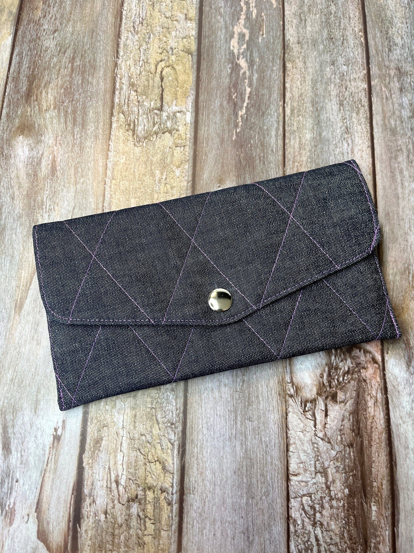 Slim Purse | Patchwork Purse | Denim & Purple