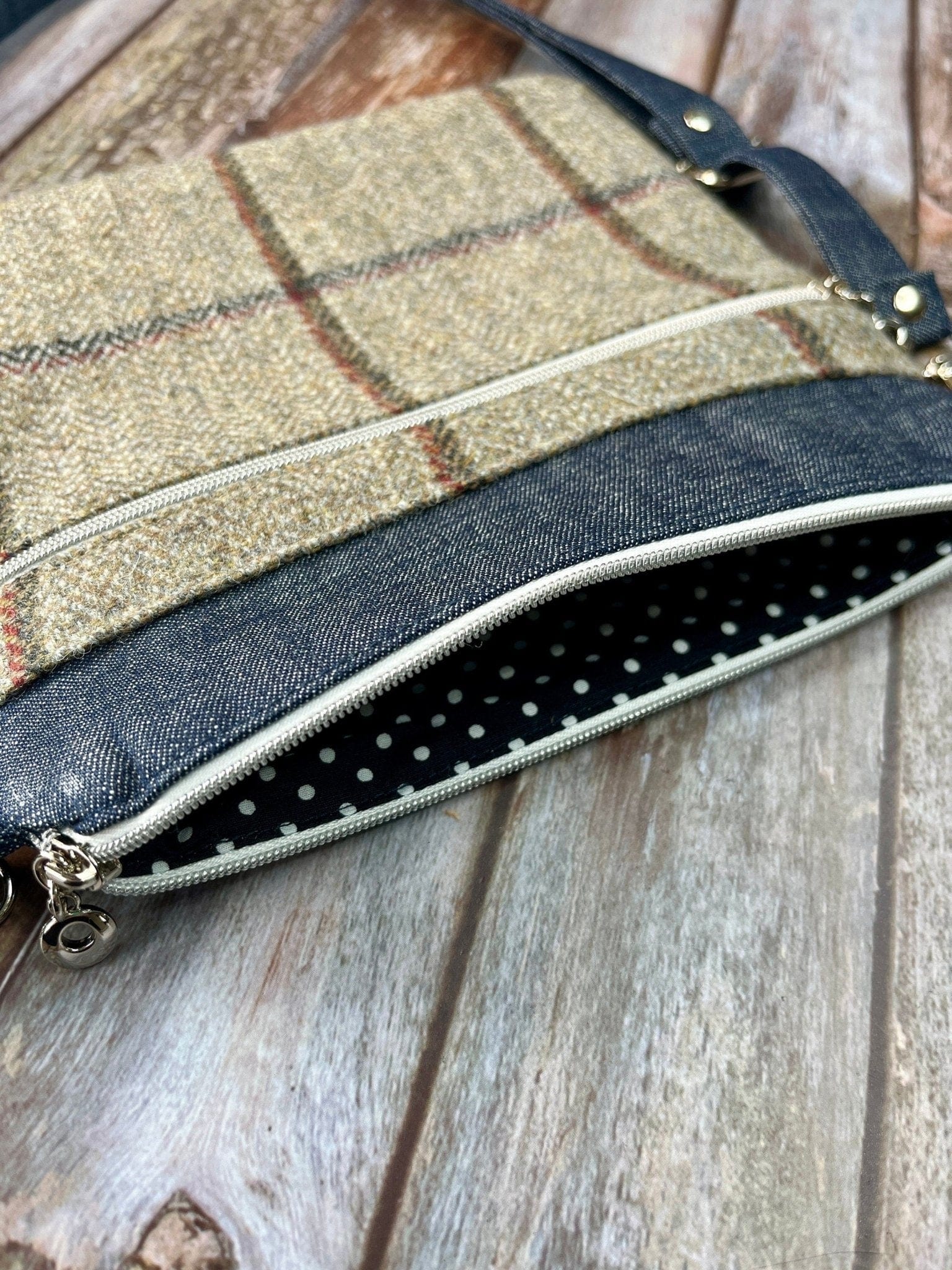 Small Crossbody Bag | Natural Wool Tweed & Denim