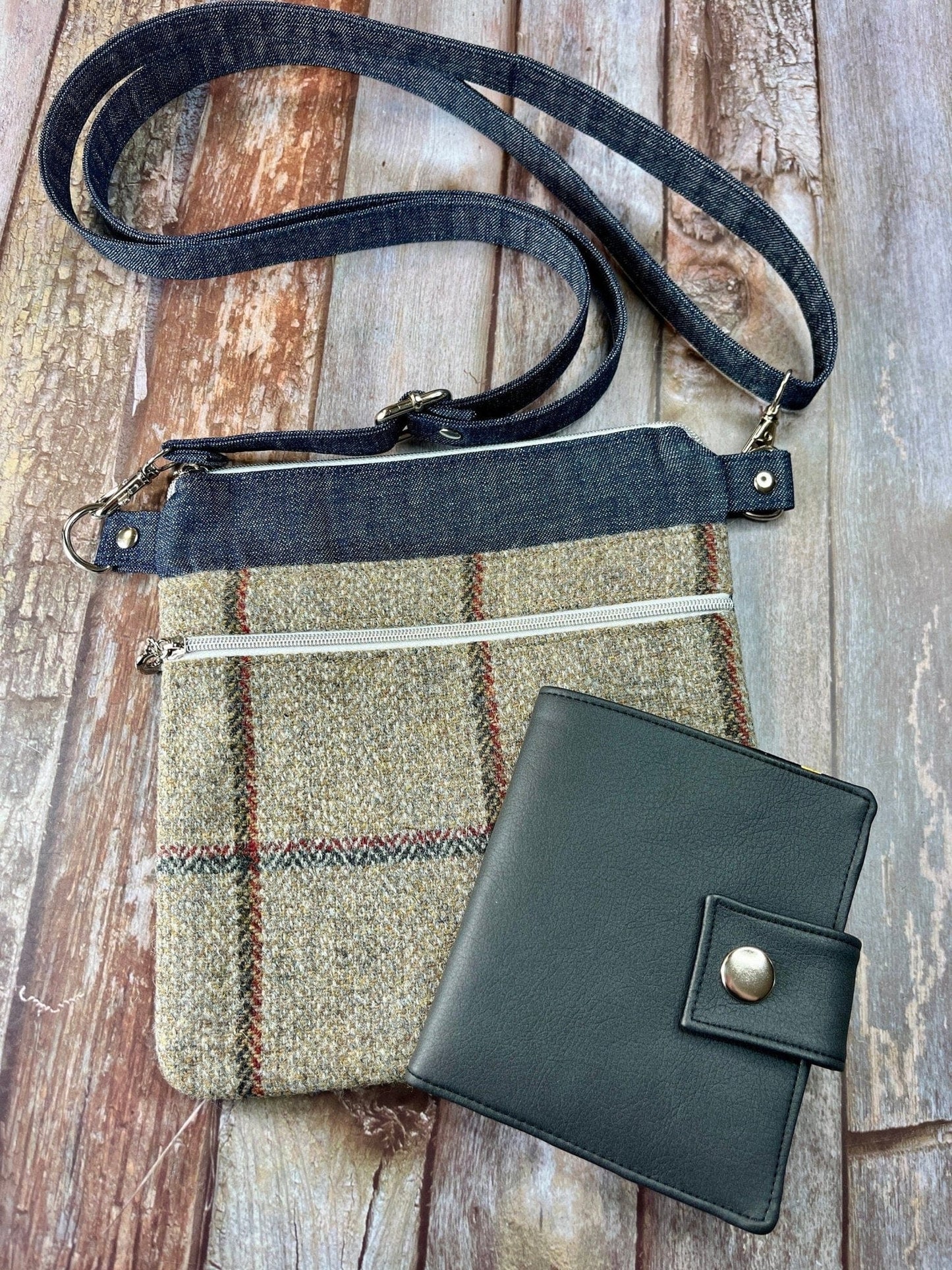 Small Crossbody Bag | Natural Wool Tweed & Denim