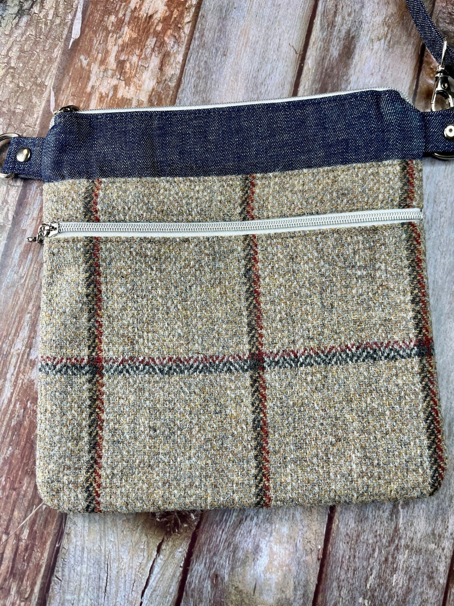 Small Crossbody Bag | Natural Wool Tweed & Denim