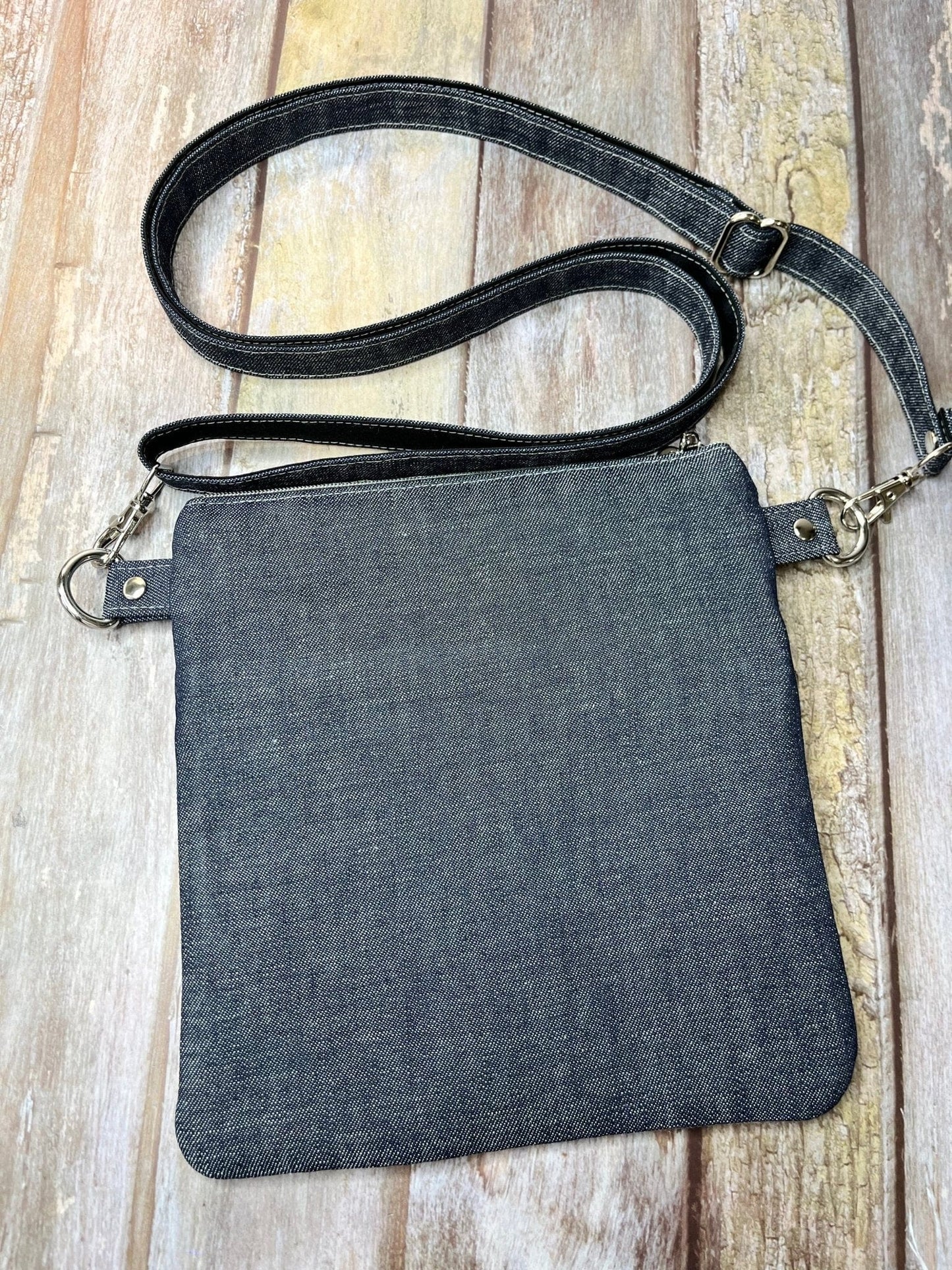 Small Crossbody Bag - Shetland Grey Tweed & Denim