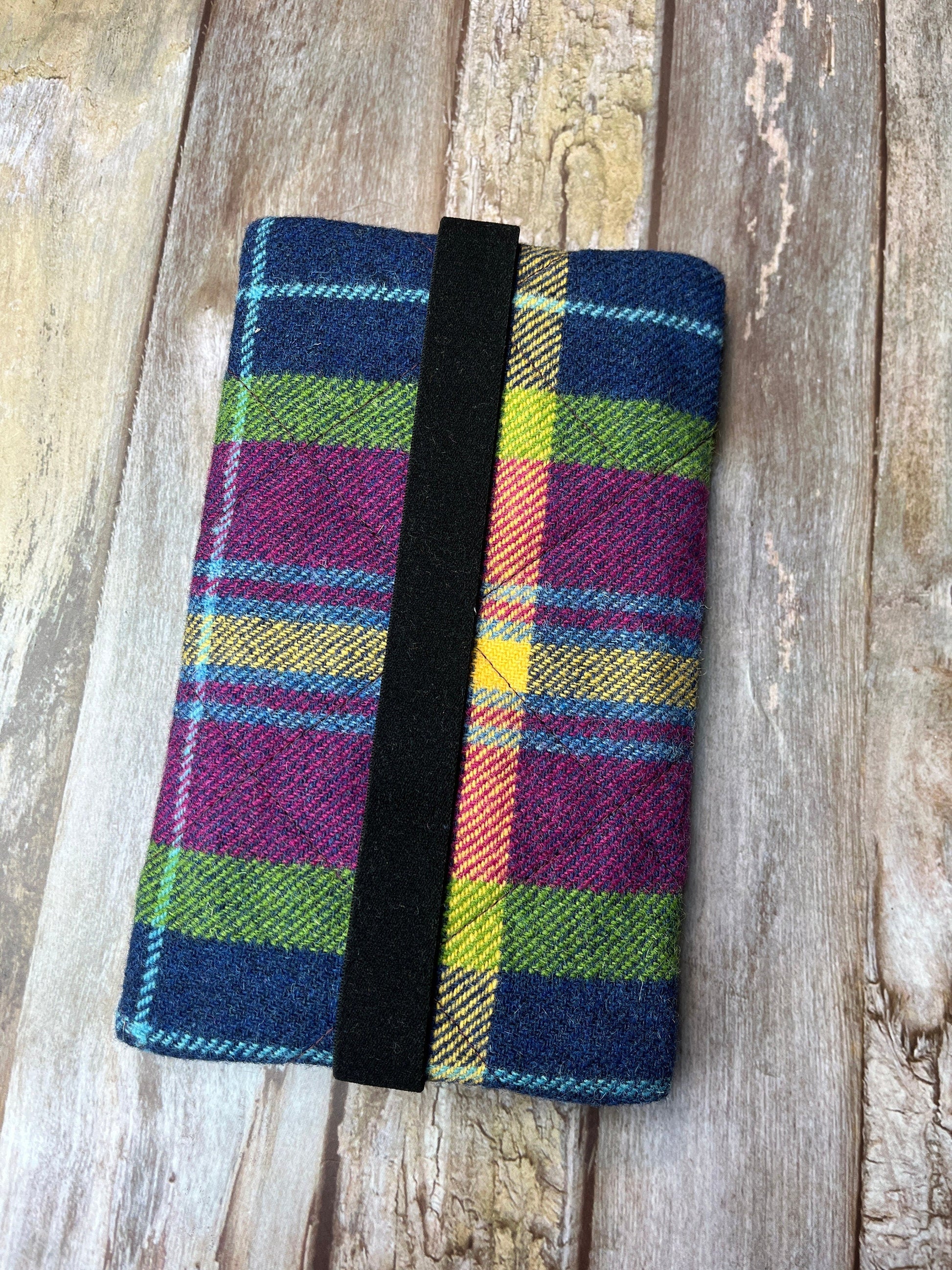 Summer Heather Shetland Tweed Notebook Pencil Case, Green Pink A5 Journal Zip Case, Bookmark - Uphouse Crafts