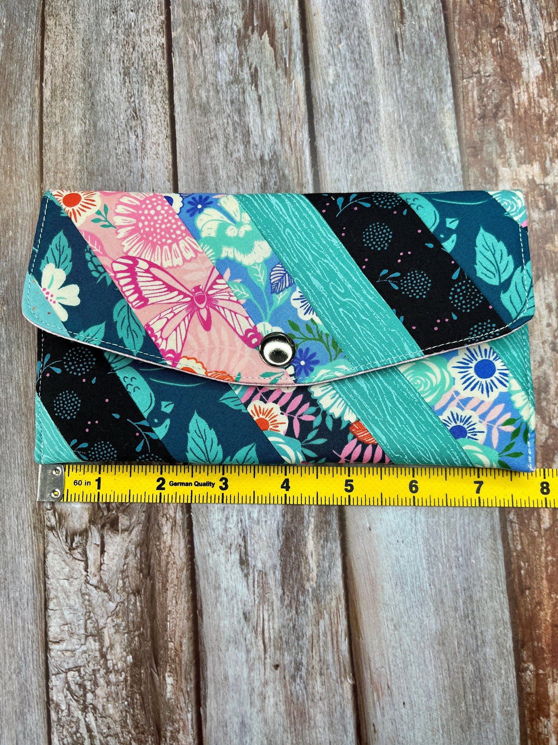 Teal Pink Slim Purse | Patchwork Purse | Phone Clutch Wallet