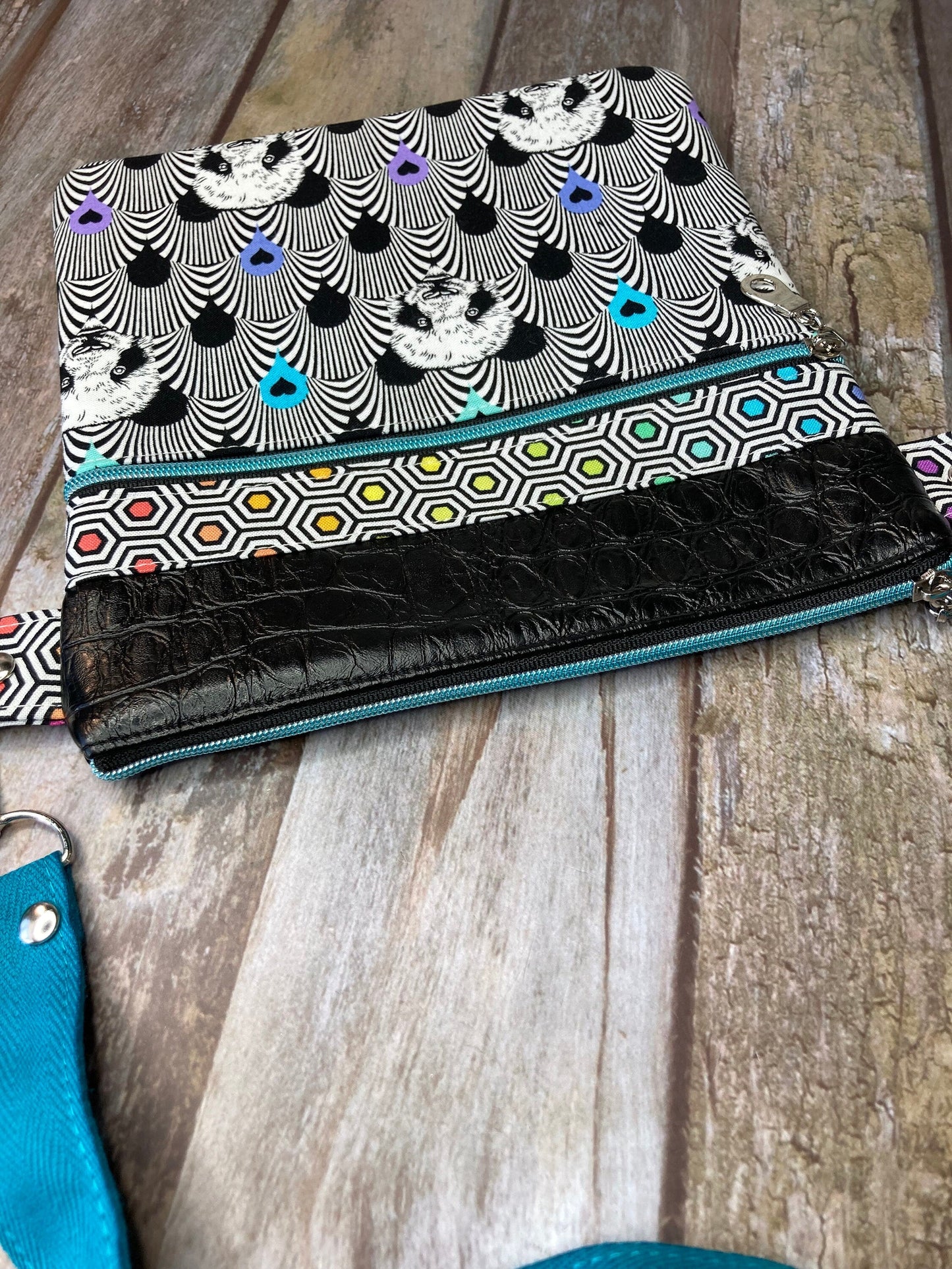 Turquoise Panda Mock Croc Crossbody Bag - Uphouse Crafts