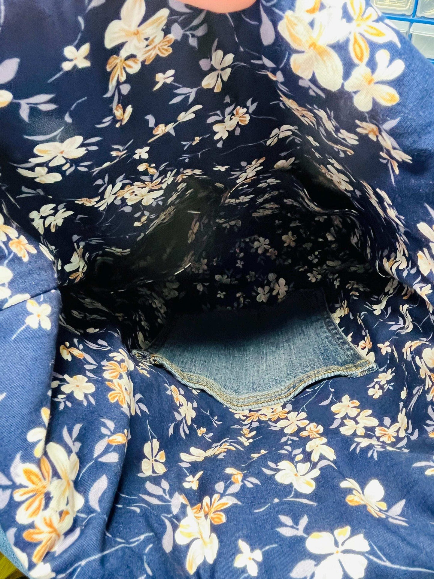 Upcycled Denim Roll Top Tote Bag