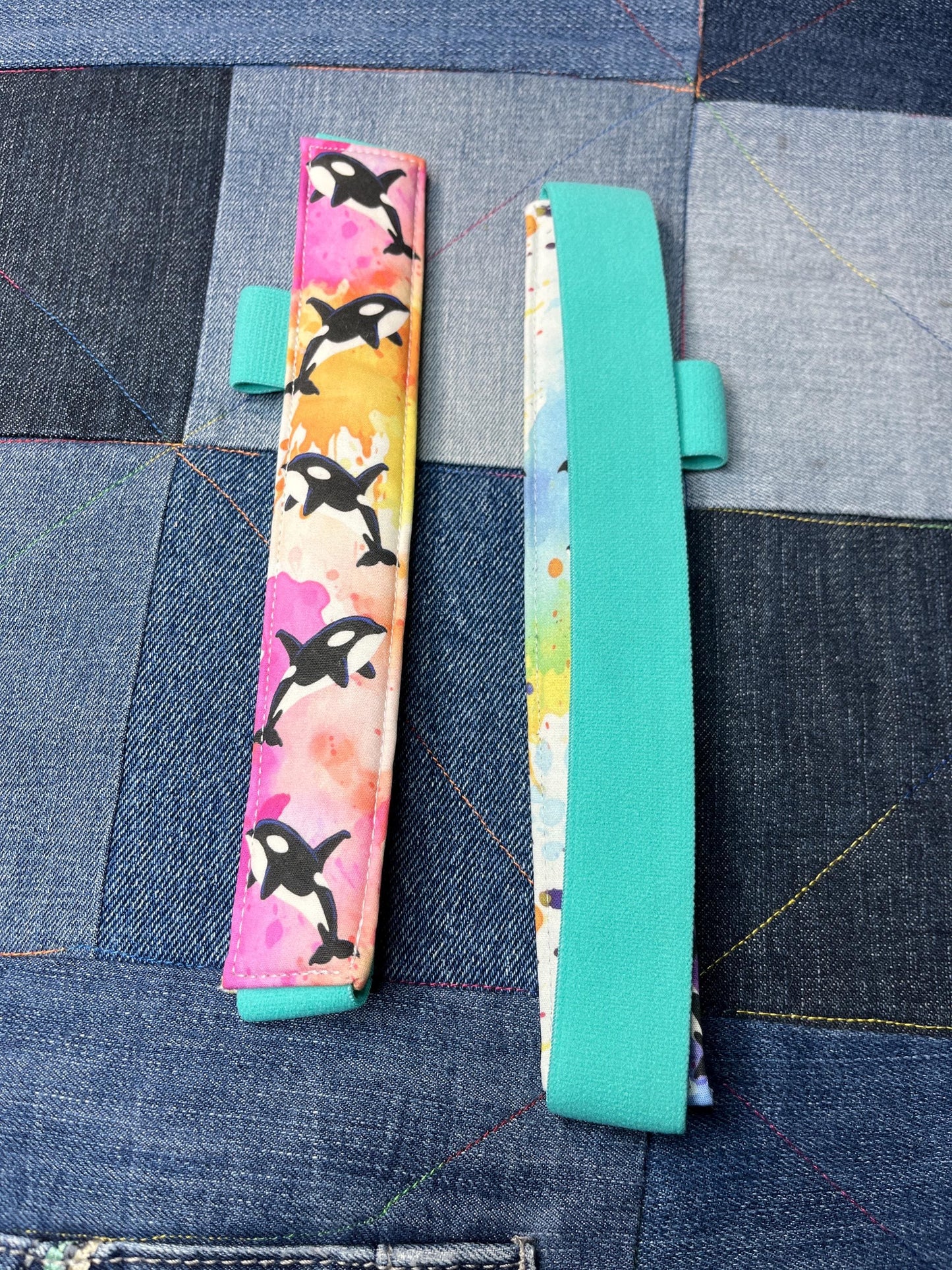 Rainbow Orca Book Mark with Mint Elastic Pinks - Mint Elastic