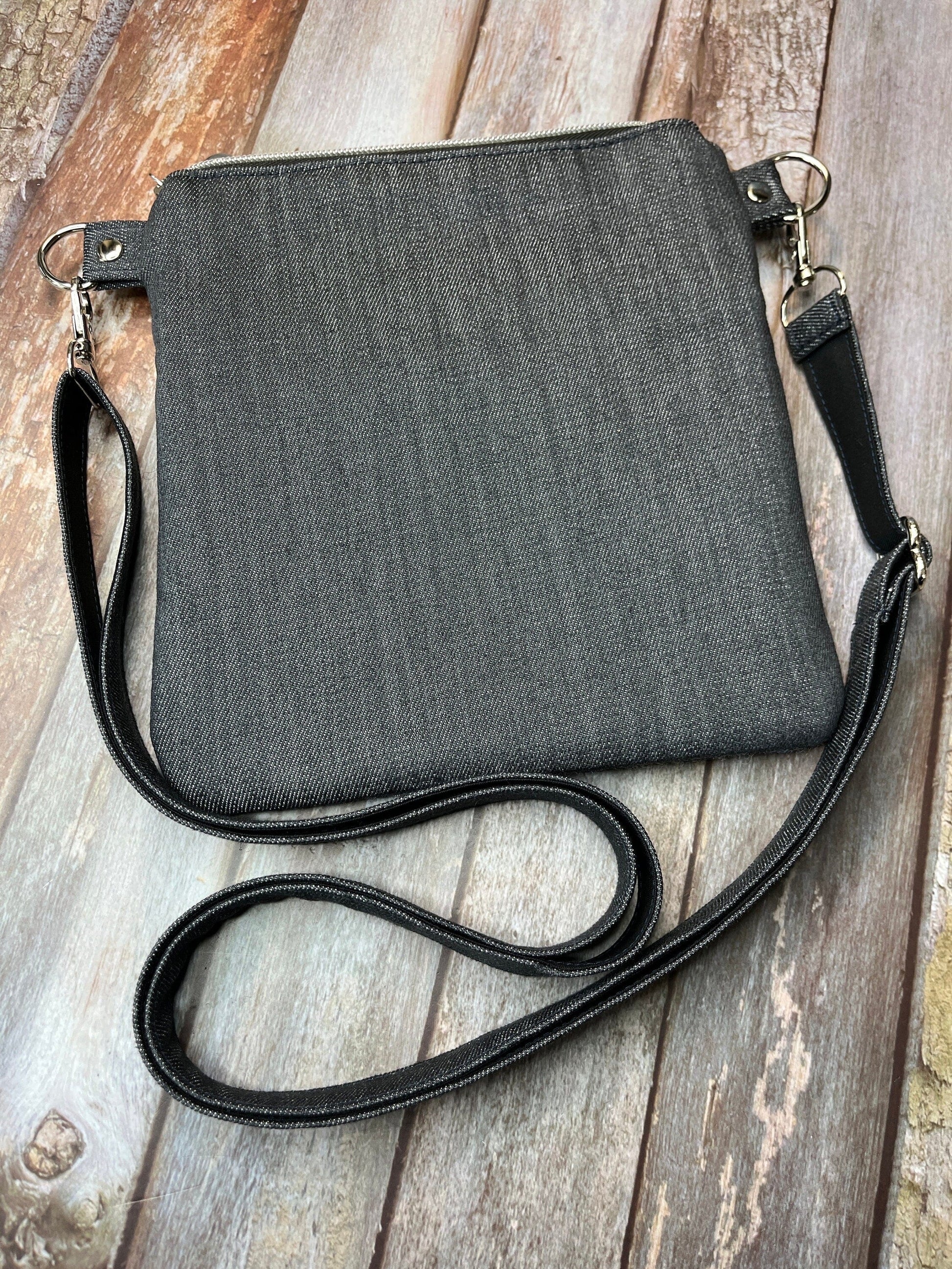 Small Crossbody Bag | Shetland Stormy Seas Tweed & Denim