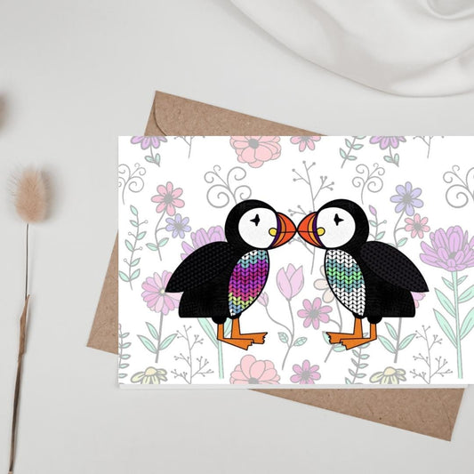 Greetings Card | Wildflower Fair Isle Puffin