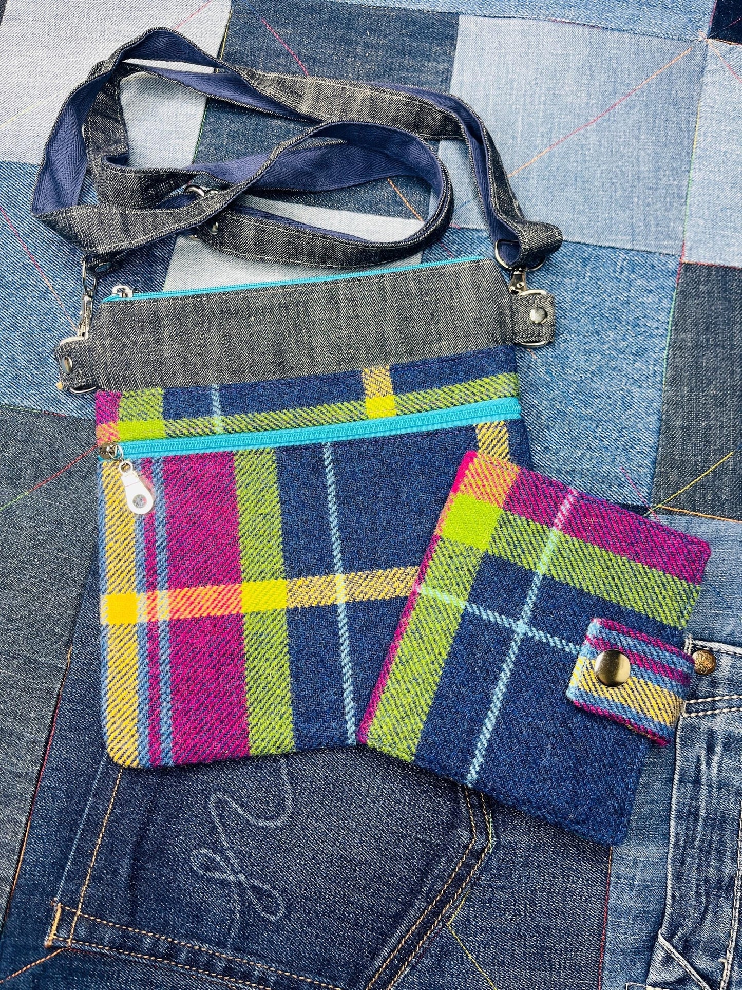 Small Crossbody Bag | Shetland Winters Night Tweed bag & wallet