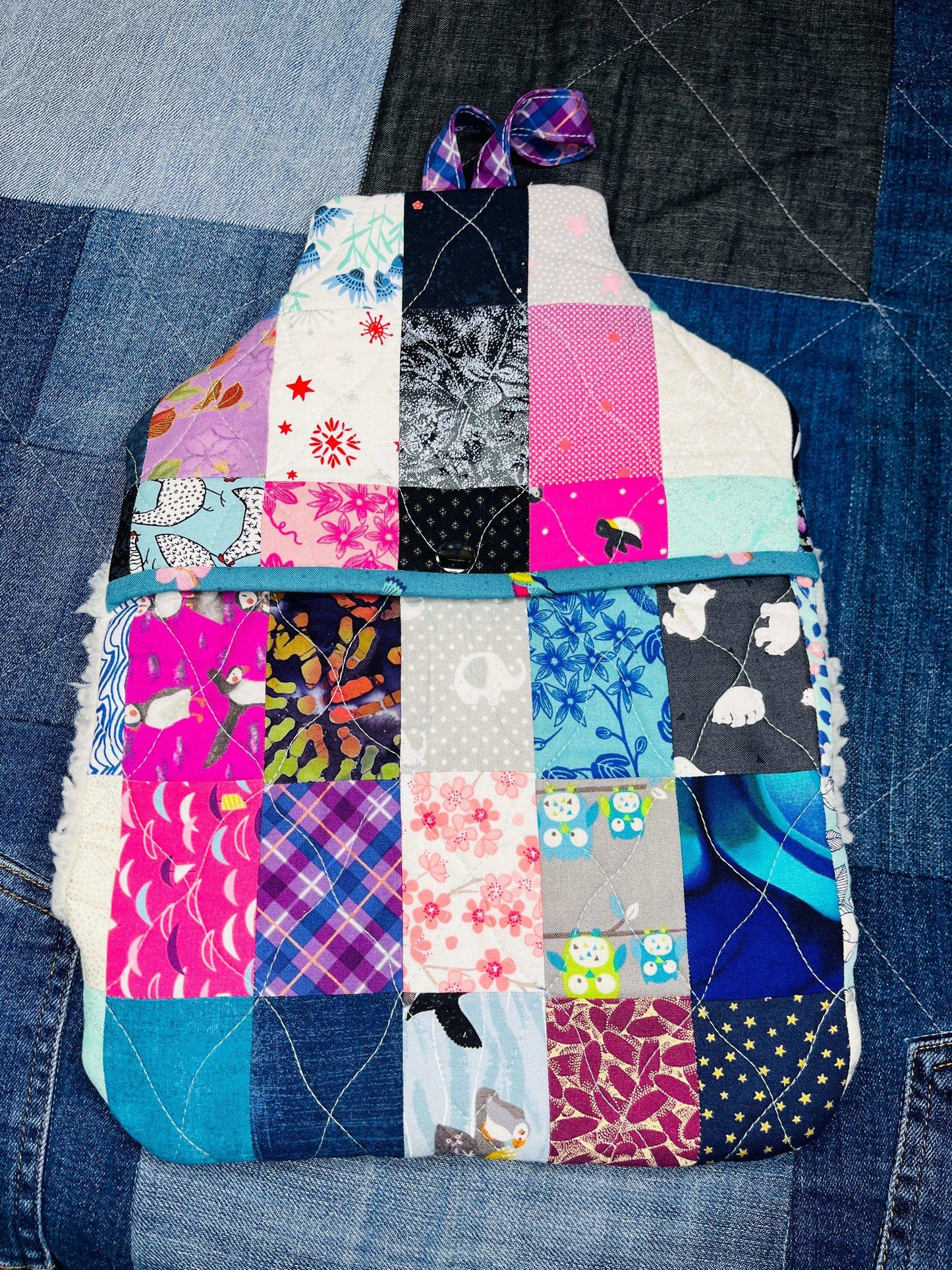 Hot Water Bottle Cover with Hand Warming Pouch | Multicolour Patchwork