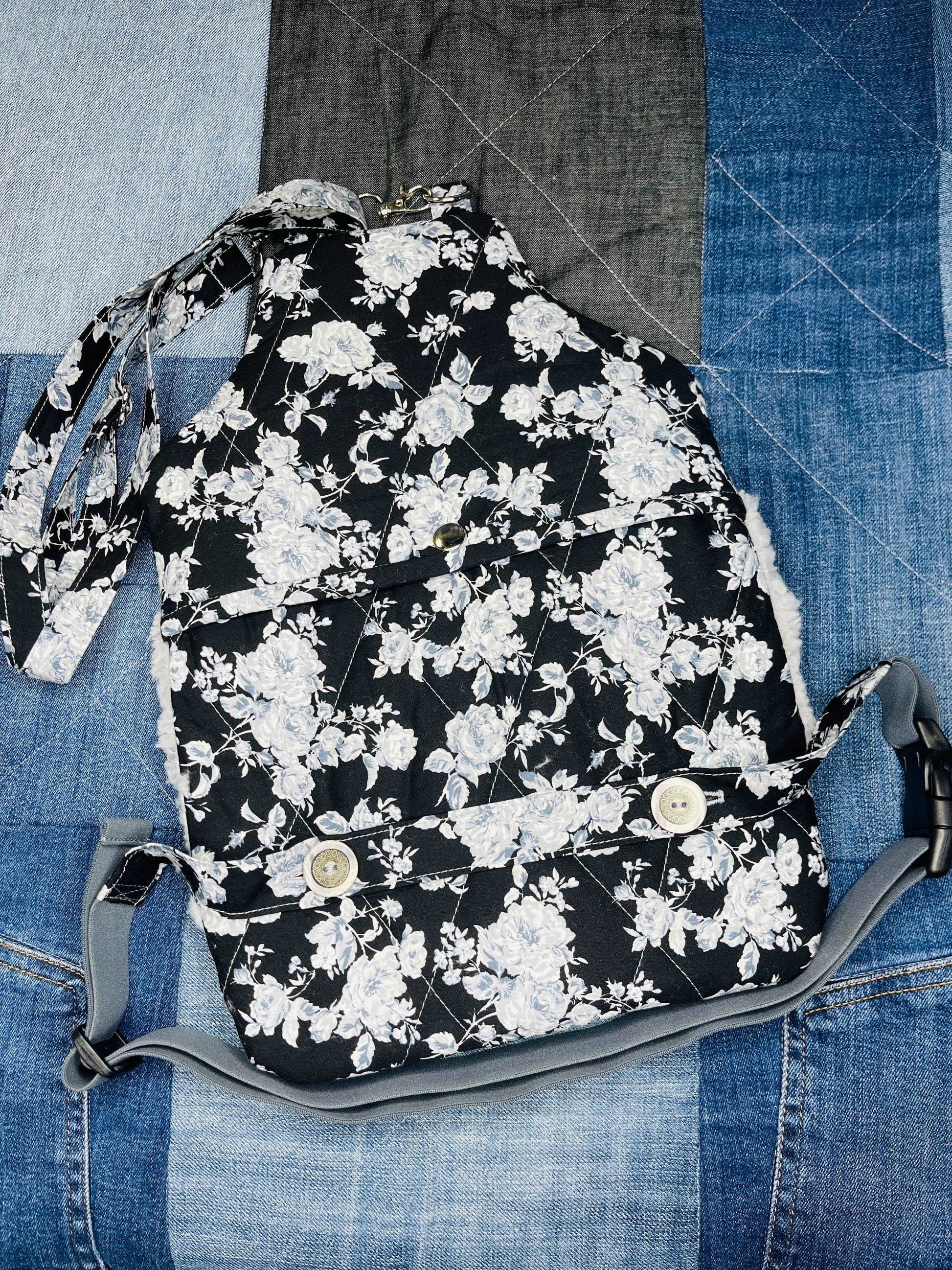 Wearable Hot Water Bottle Cover | Black Grey Floral