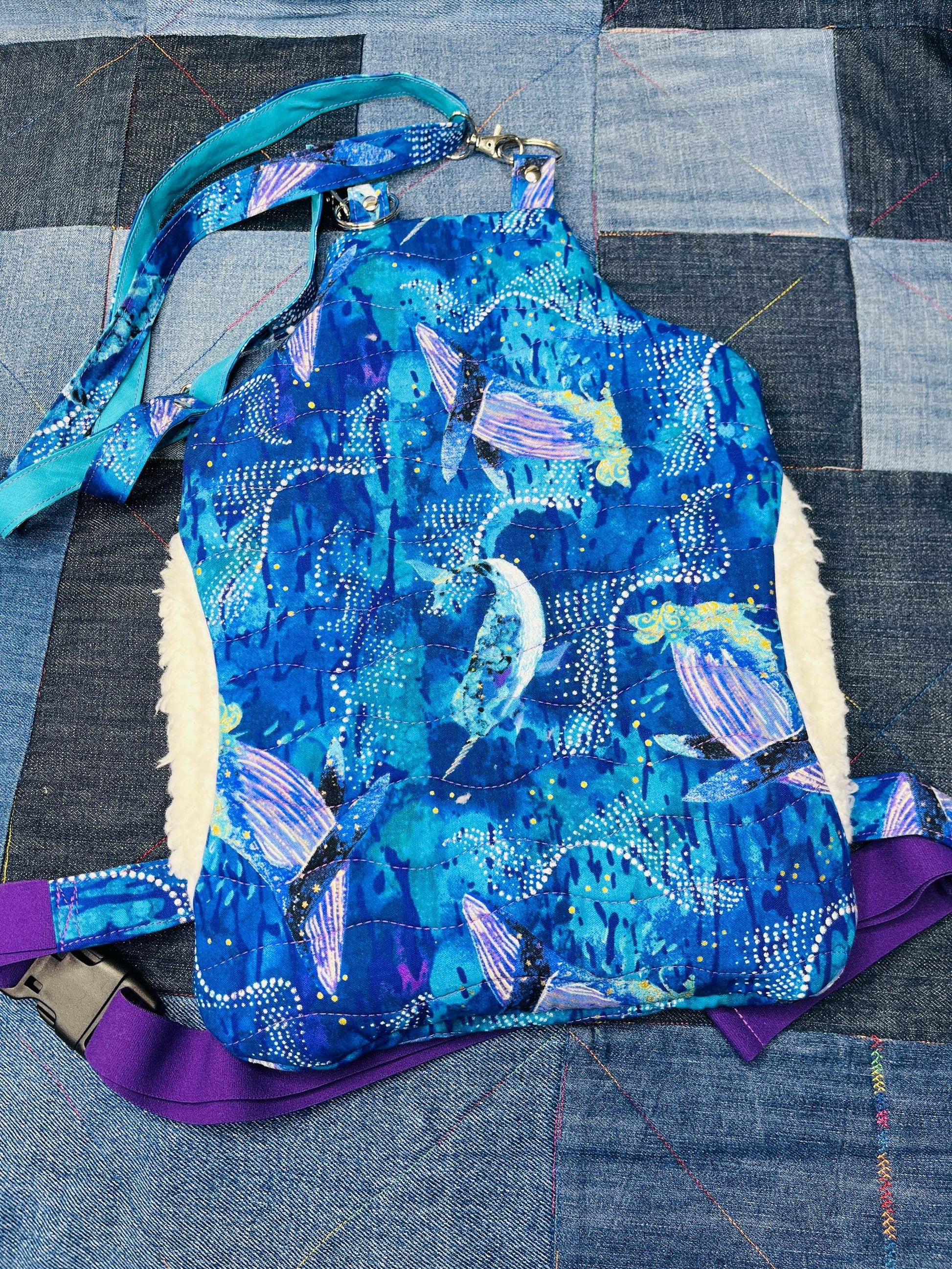 Wearable Hot Water Bottle Cover | Blue purple whale