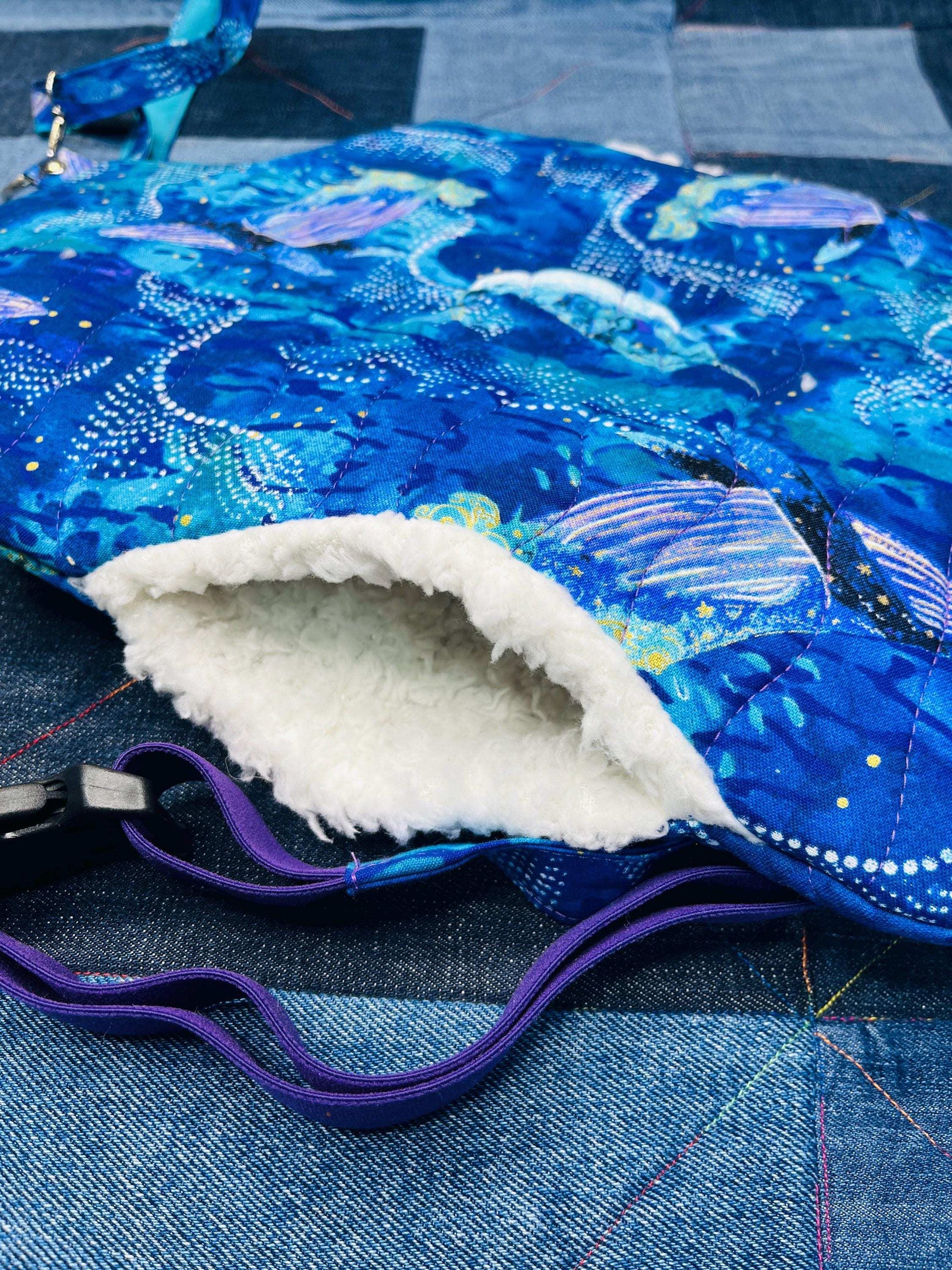 Wearable Hot Water Bottle Cover | Blue purple whale