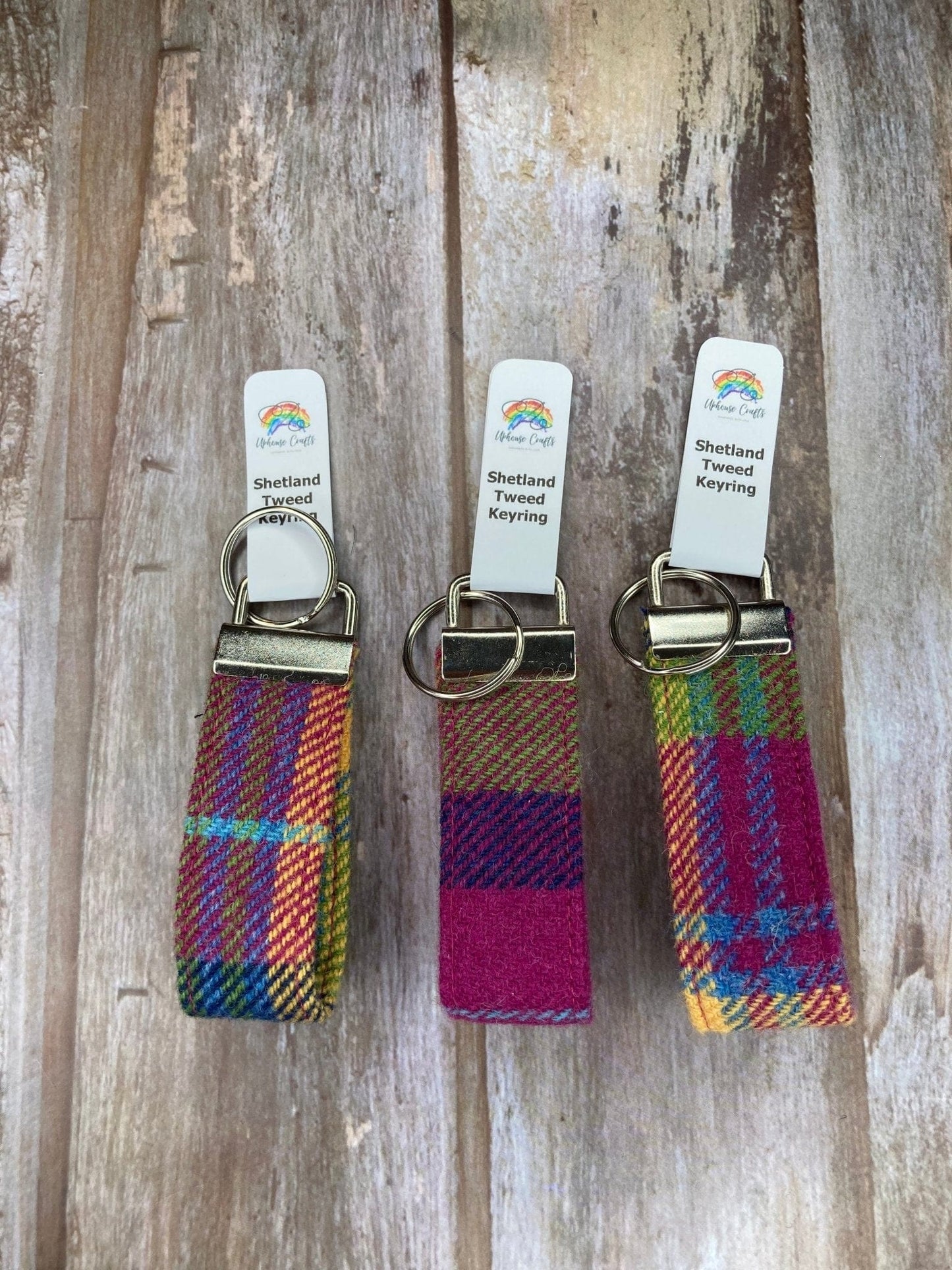 Handmade Tweed Keyring - Shetland Wool Tweed Summer Heather