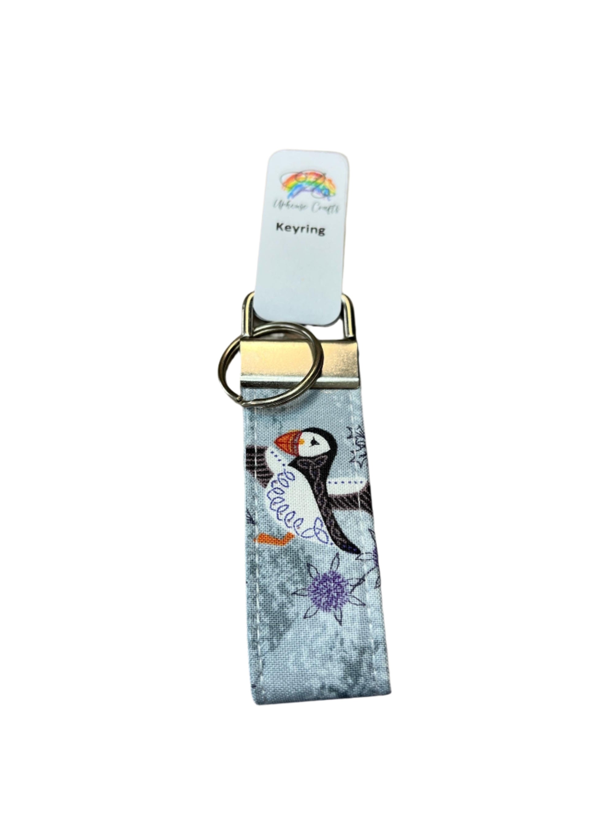 Puffin Keyring | Silver Grey | Celtic style