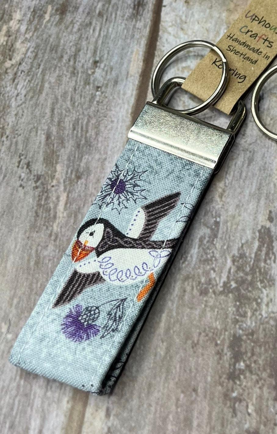 Puffin Keyring | Silver Grey | Celtic style