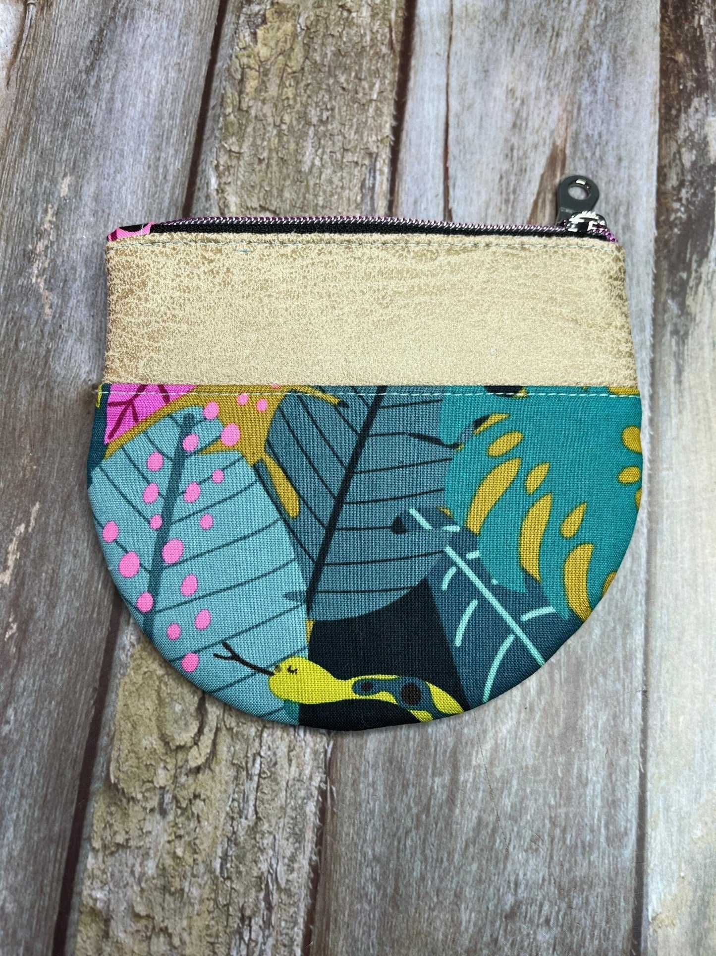 Green Rainforest Patchwork Round Wing Zip Purse