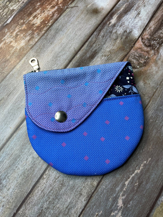 Purpe & Blue Patchwork Round Wing Zip Purse no2024-05