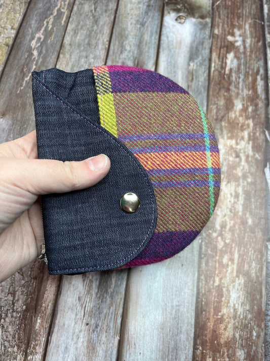 Shetland Summer Heather Tweed Round Wing Zip Purse