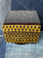 Hand knitted Fair Isle Purse Clutch | Brown Mustard