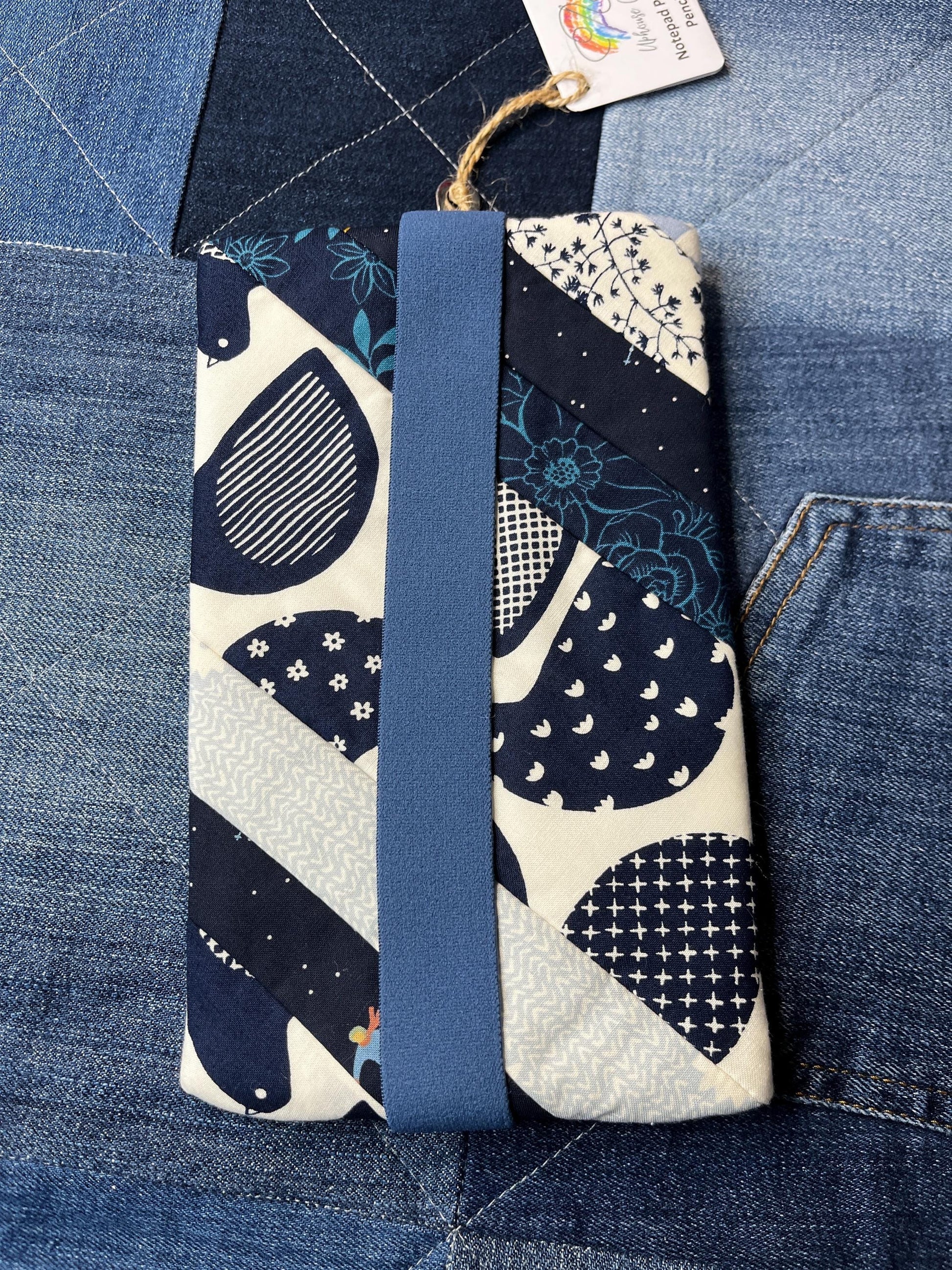 Blue White Patchwork Notebook Pencil Case