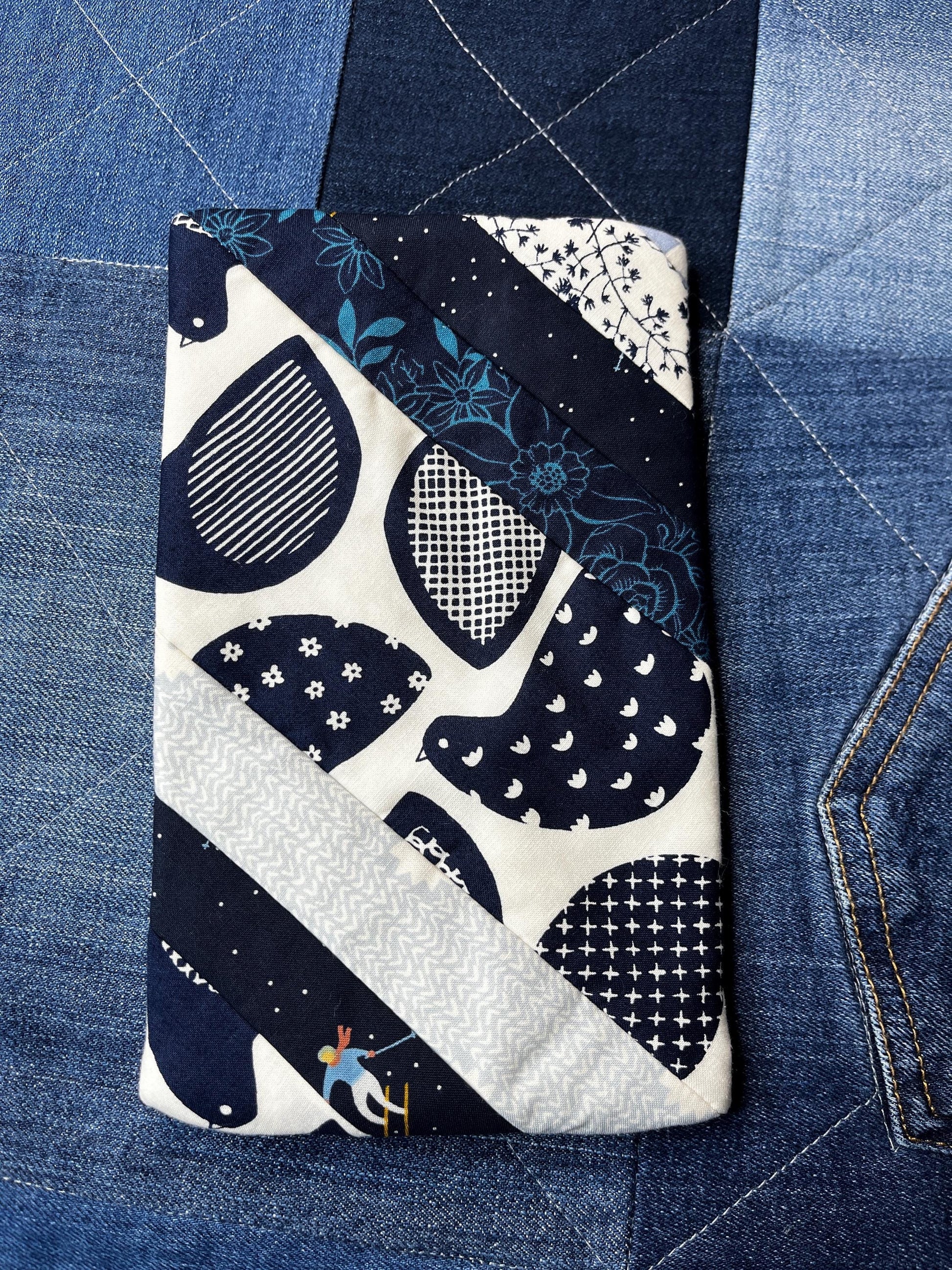 Blue White Patchwork Notebook Pencil Case