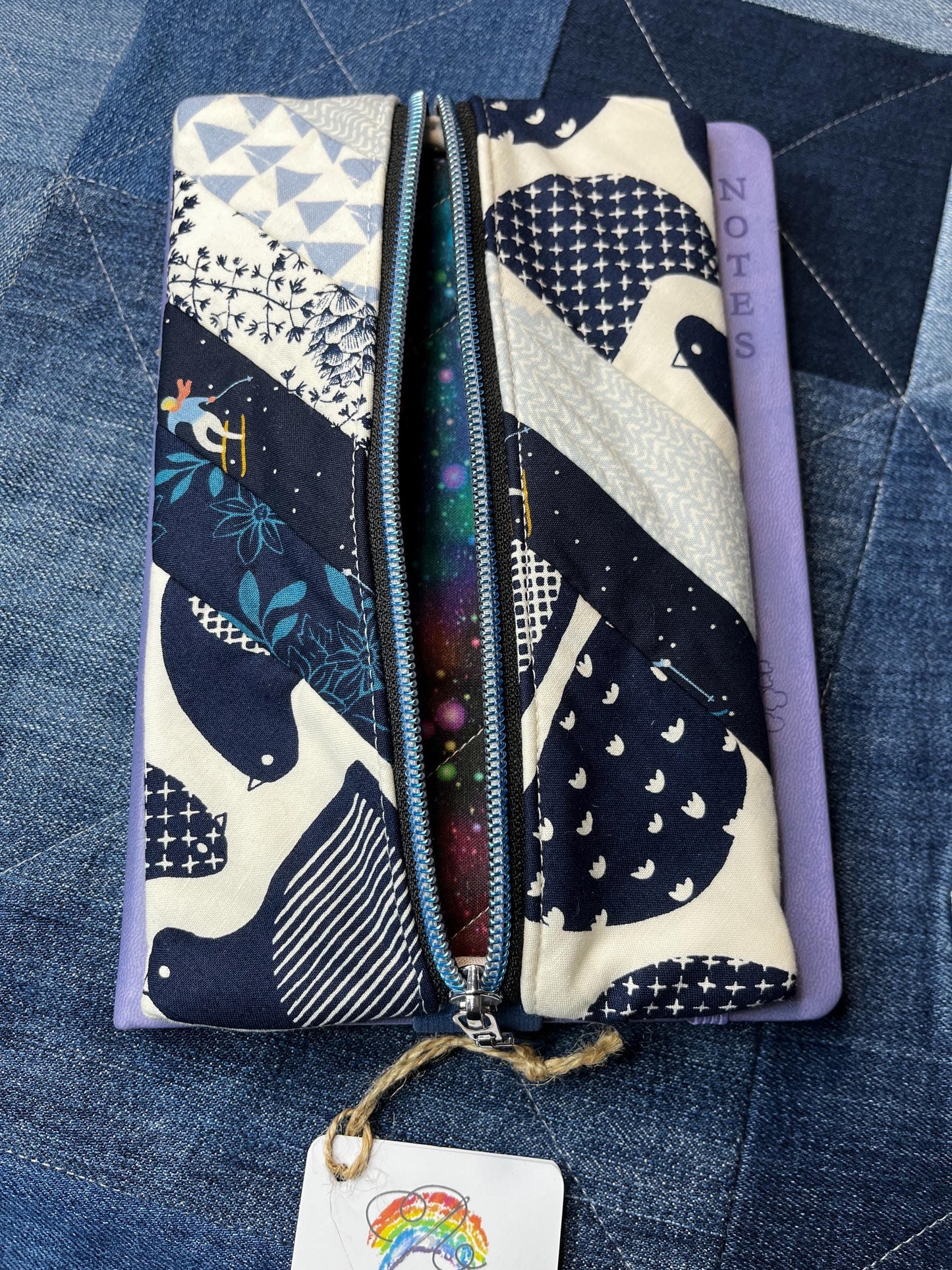 Blue White Patchwork Notebook Pencil Case