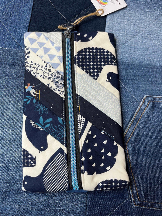 Blue White Patchwork Notebook Pencil Case