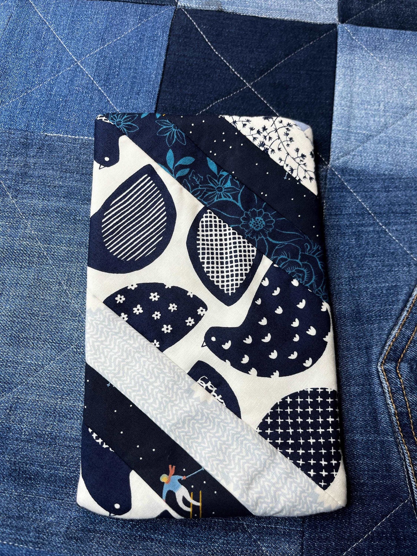 Blue White Patchwork Notebook Pencil Case