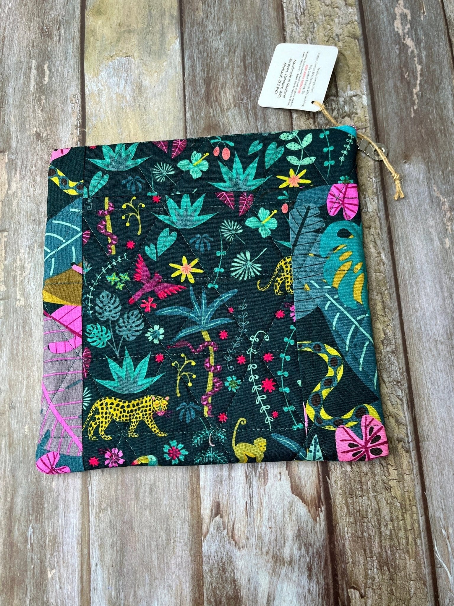 Diagonal Zip Pouch - Jungle Patchwork