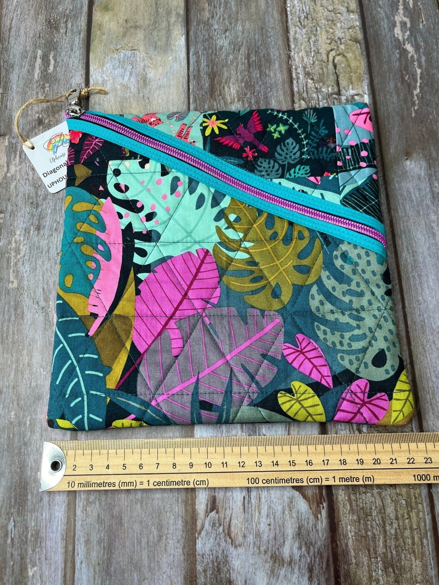 Diagonal Zip Pouch - Jungle Patchwork